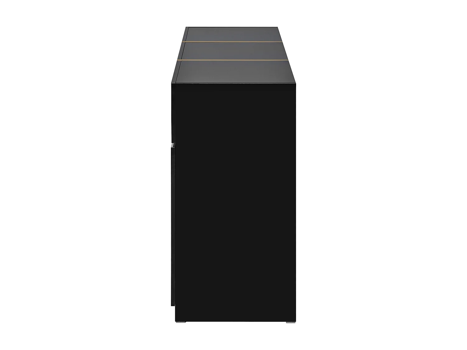 Buffet finition laquée brillante avec 3 portes et 2 tiroirs - Noir 160 x 40 x 78 cm