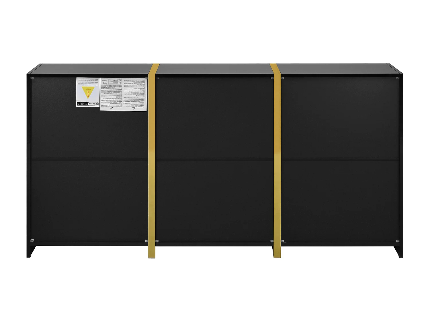 Buffet finition laquée brillante avec 3 portes et 2 tiroirs - Noir 160 x 40 x 78 cm