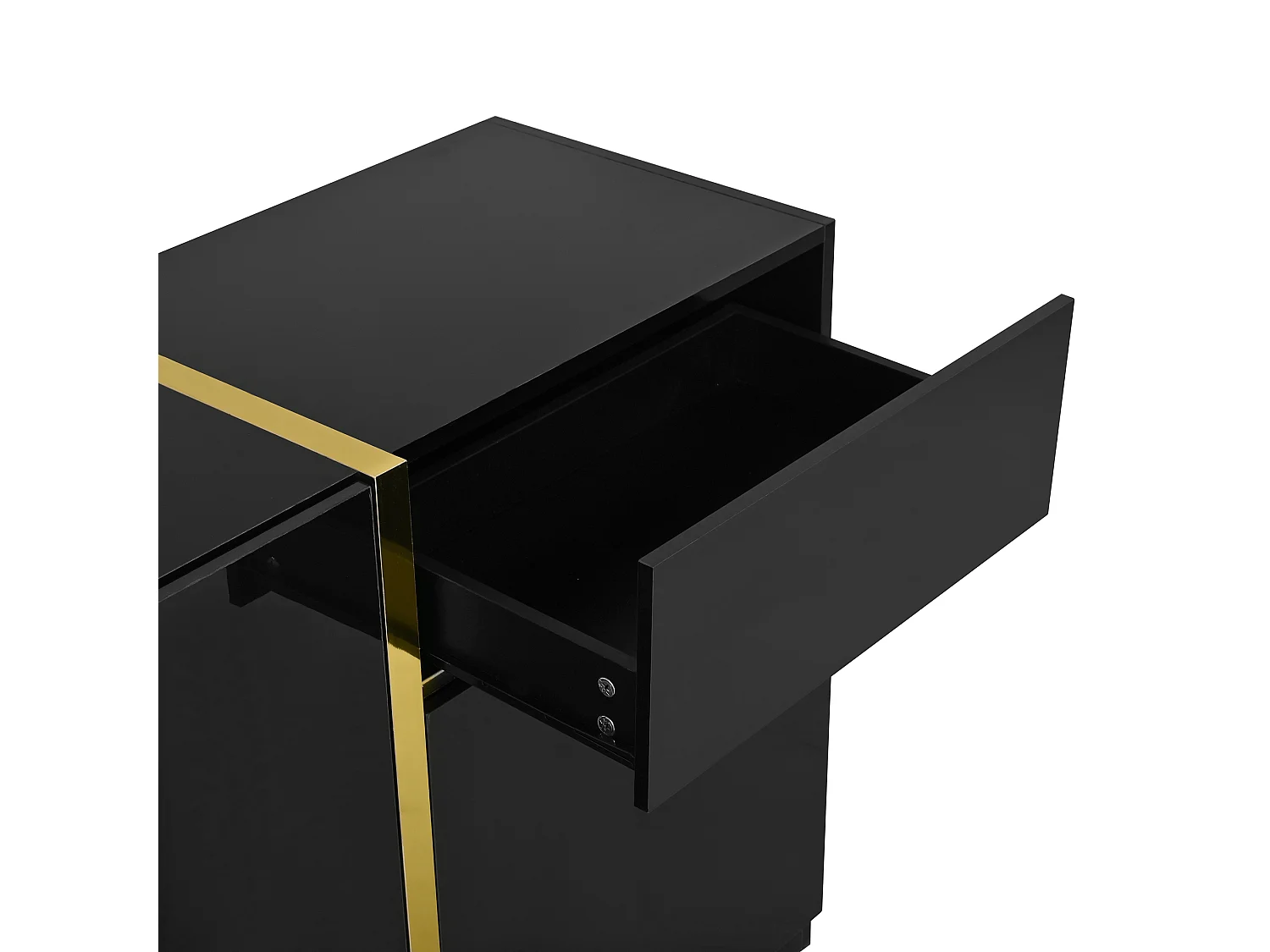 Buffet finition laquée brillante avec 3 portes et 2 tiroirs - Noir 160 x 40 x 78 cm