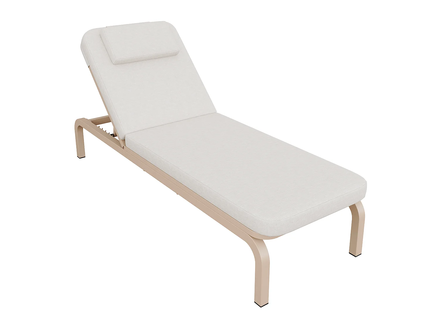 Leżak ogrodowy pojedynczy - regulowane oparcie (5 pozycji), z rozsuwanym stolikiem bocznym i zagłówkiem - Beżowy