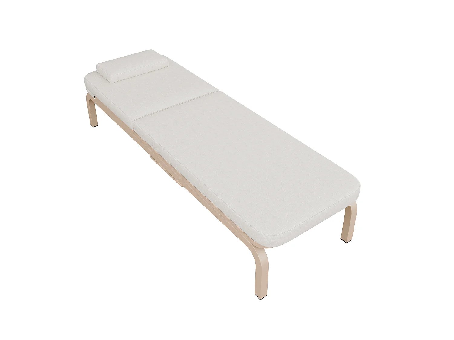 Leżak ogrodowy pojedynczy - regulowane oparcie (5 pozycji), z rozsuwanym stolikiem bocznym i zagłówkiem - Beżowy