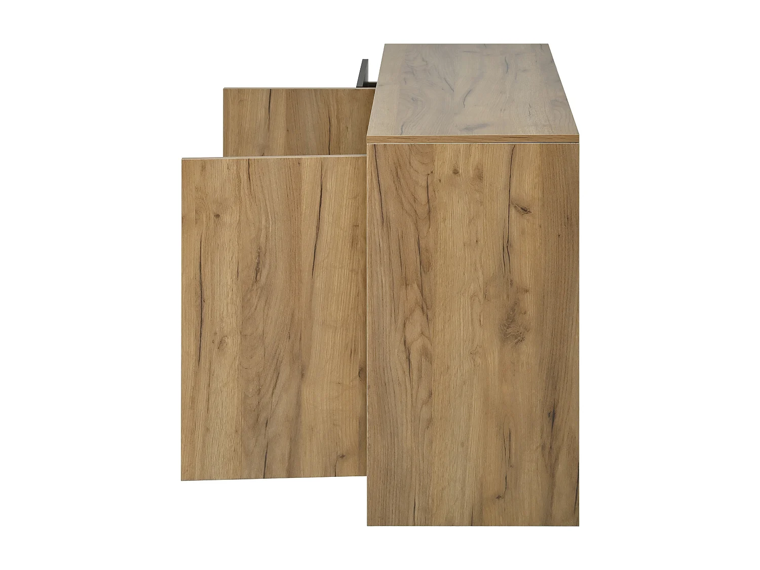 Buffet avec 3 tiroirs et 2 portes, LED - Finition bois et noir 120 x 40 x 76 cm