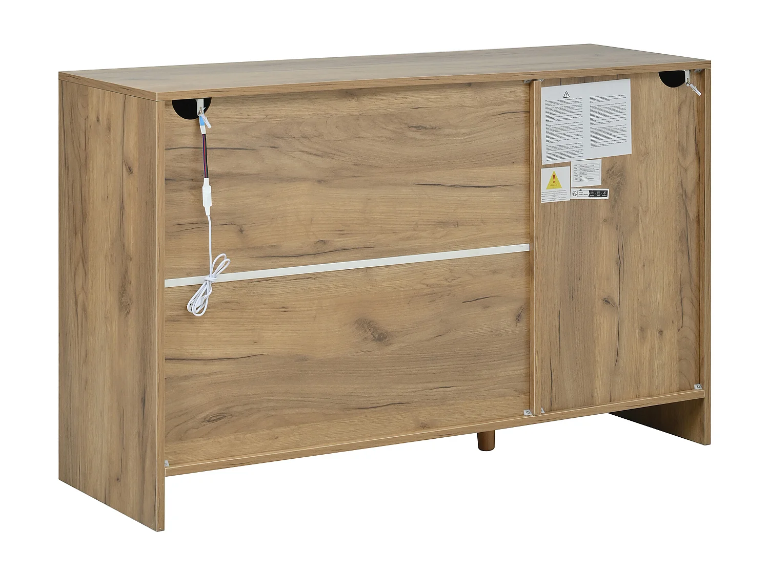 Buffet avec 3 tiroirs et 2 portes, LED - Finition bois et noir 120 x 40 x 76 cm