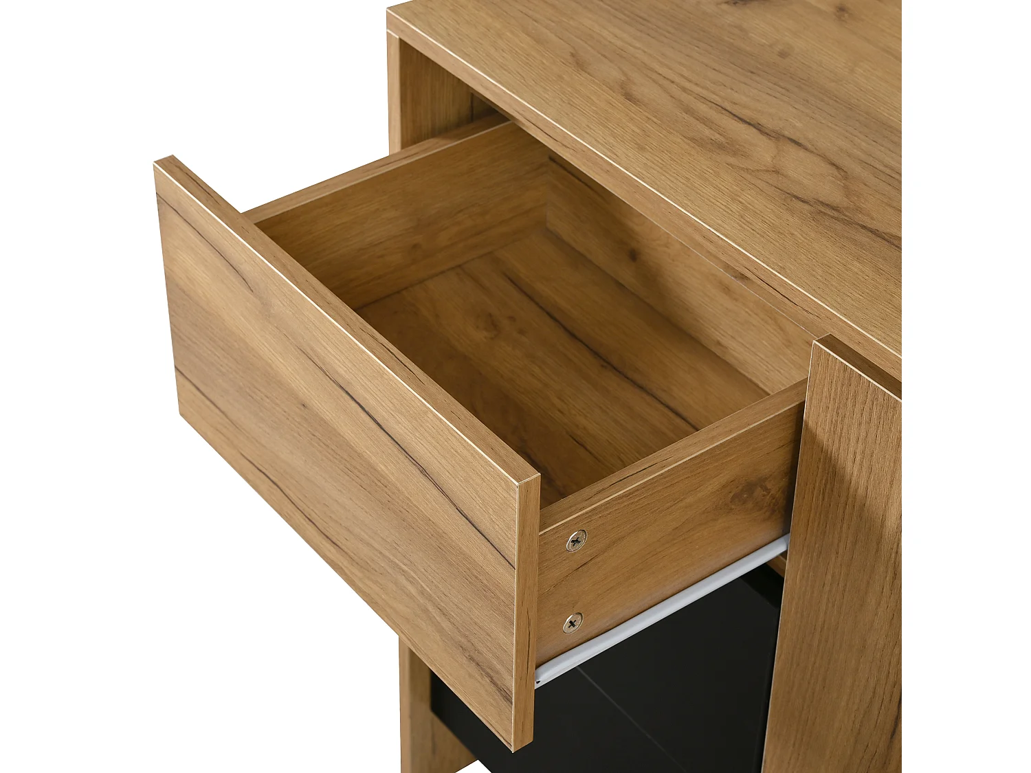 Buffet avec 3 tiroirs et 2 portes, LED - Finition bois et noir 120 x 40 x 76 cm