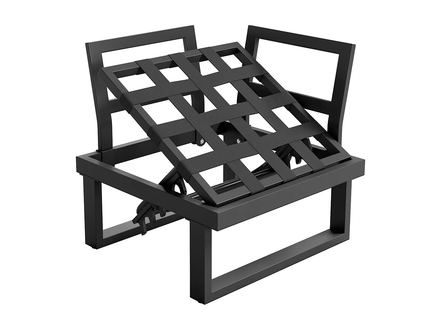 Salon de jardin modulable inclinable 5 positions jusqu’à 55° - 2 table et canapés - Beige + noir