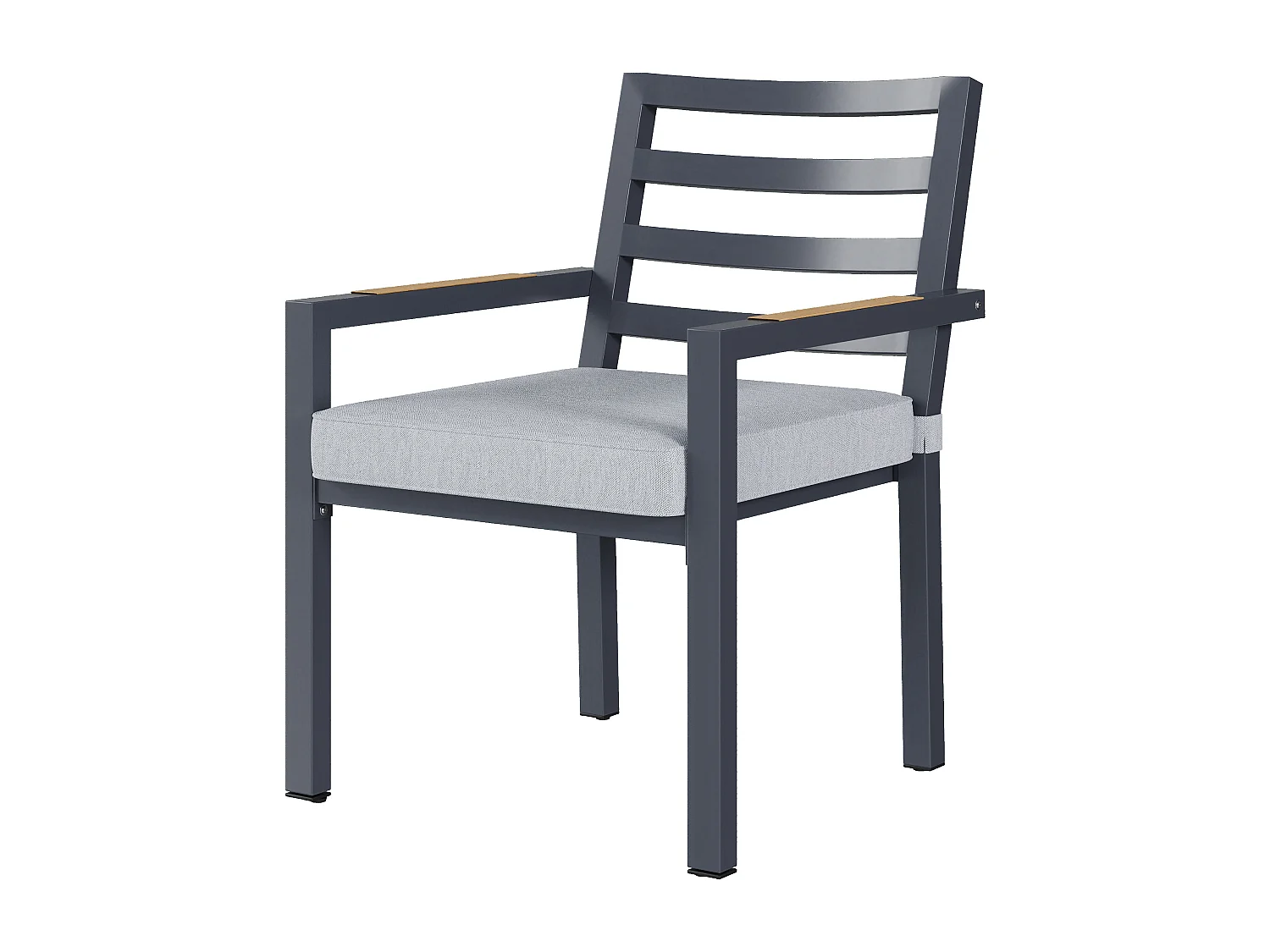 Ensemble de salle à manger de jardin pour 6 places - 1 table et 6 chaises - Fer galvanisé, plateau en composite bois-plastique - Gris