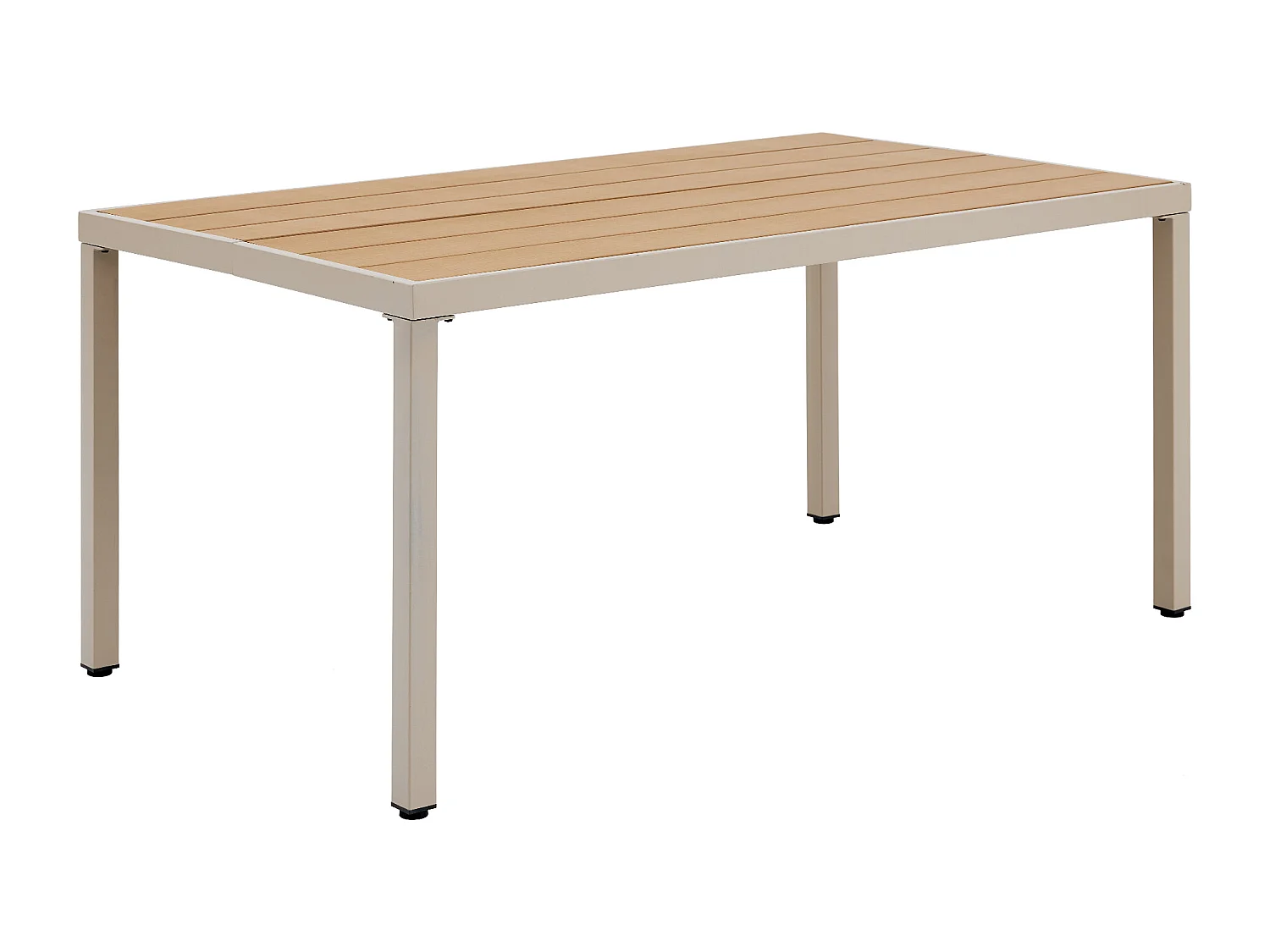 Ensemble de salle à manger de jardin pour 6 places - 1 table et 6 chaises - Fer galvanisé, plateau en composite bois-plastique - Kaki et beige