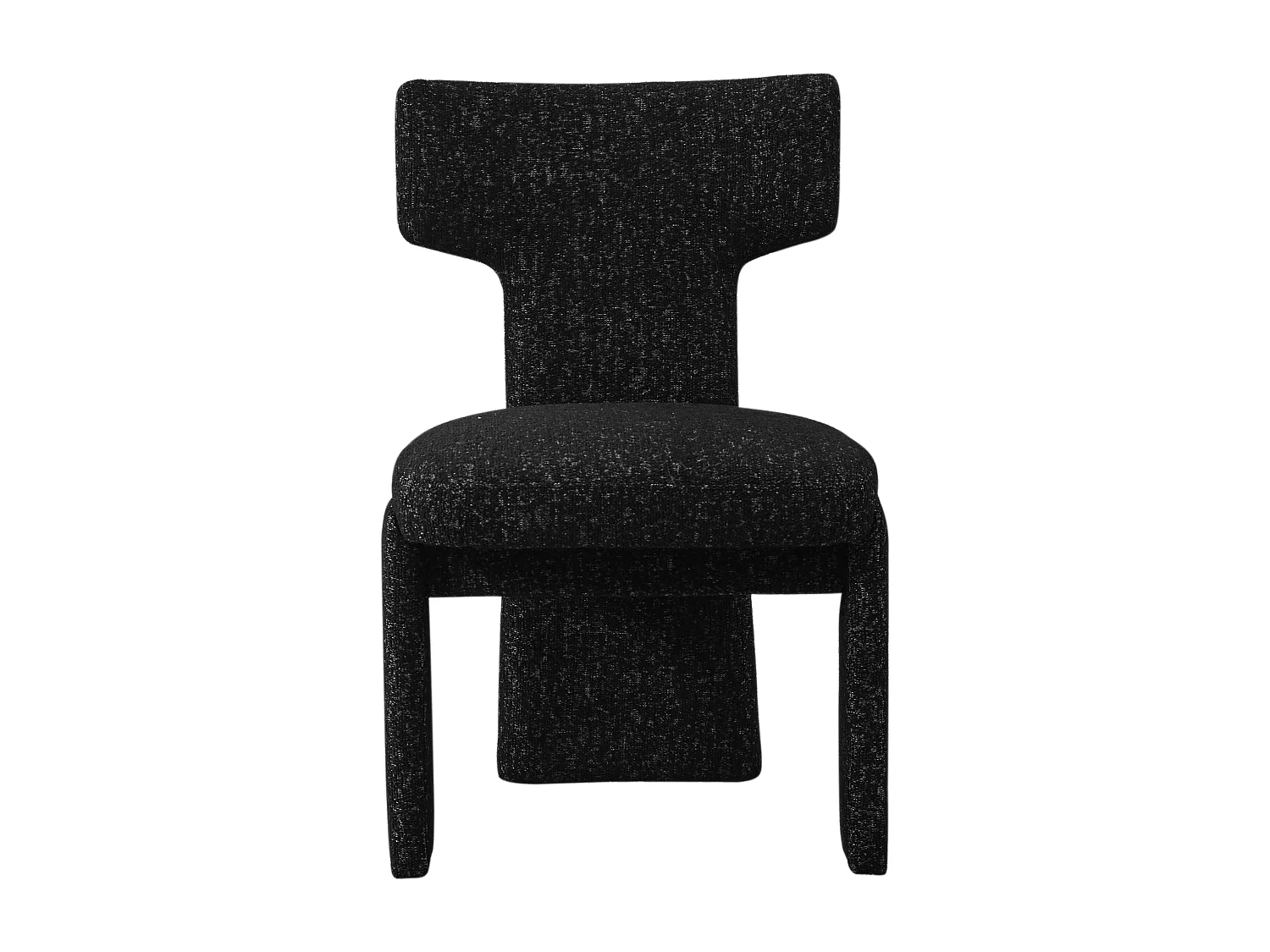 Lot de 2 chaises en chenille avec pieds en hévéa - Noir et gris