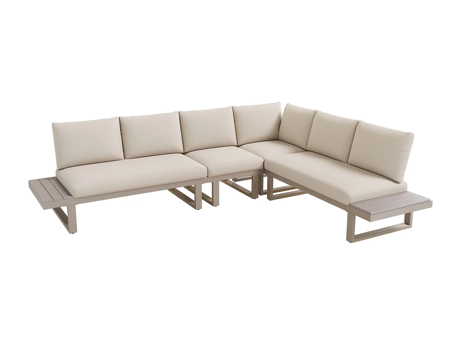 Conjunto modular de mobiliário de jardim com 5 posições de reclinação até 55° - 2 mesas e sofás - Caqui