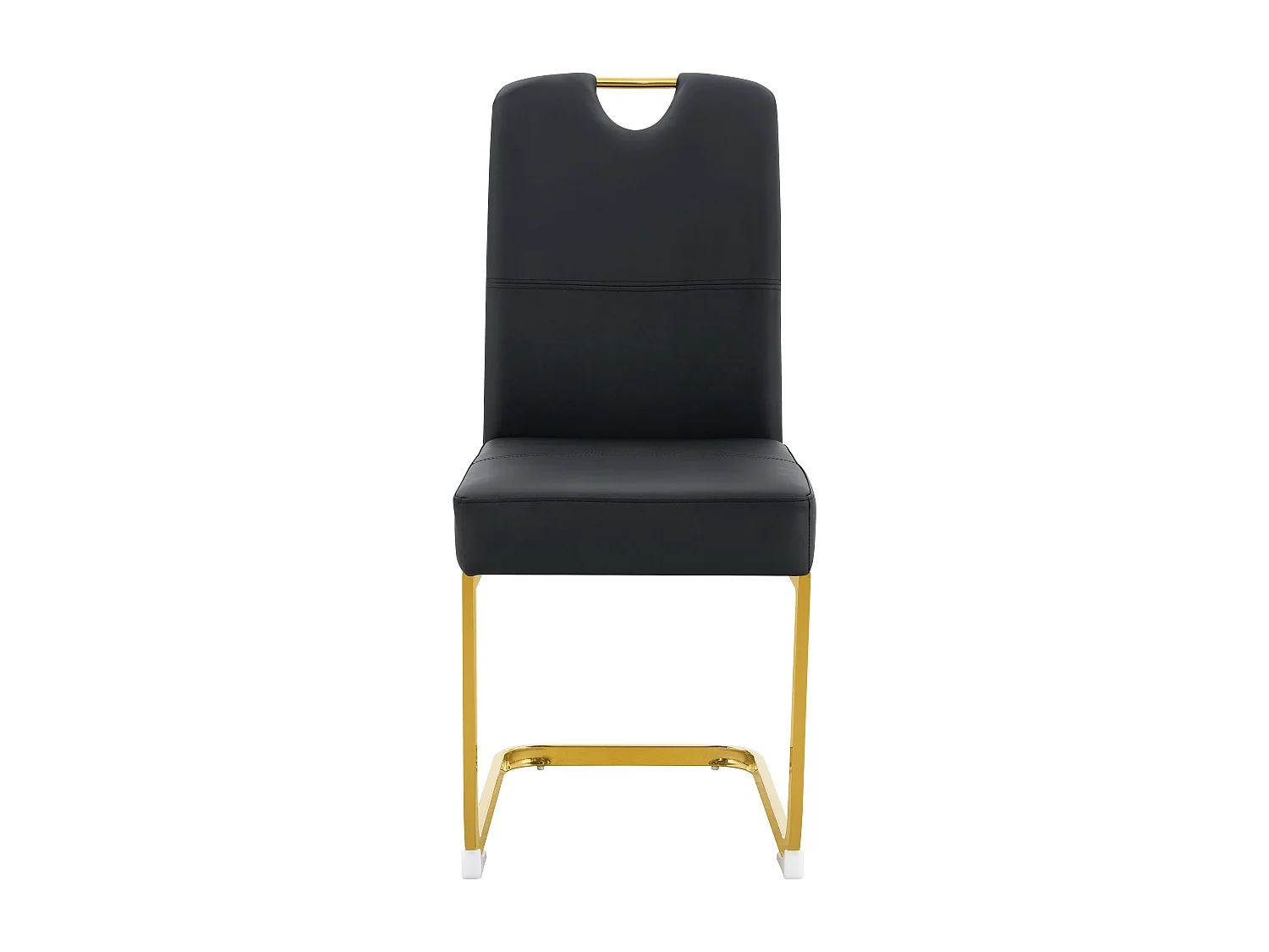 Lot de 2 chaises de salle à manger noire en PU et métal