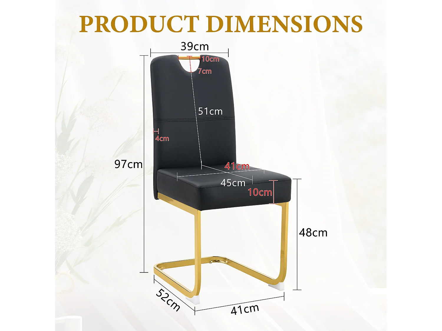 Lot de 2 chaises de salle à manger noire en PU et métal