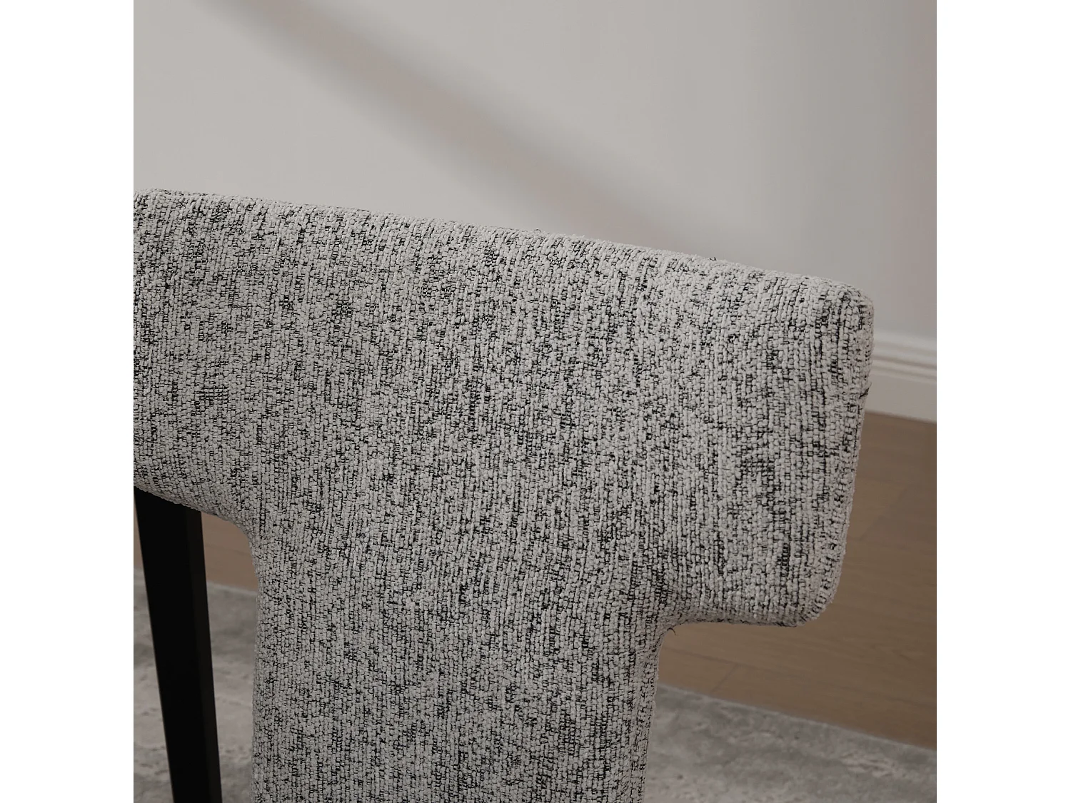 Lot de 2 chaises en chenille avec pieds en hévéa - Blanc et noir