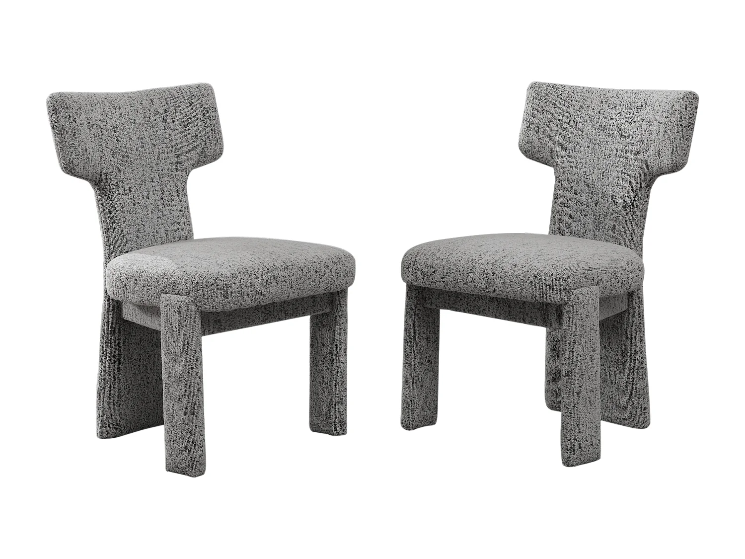 Lot de 2 chaises en chenille avec pieds en hévéa - Blanc et noir