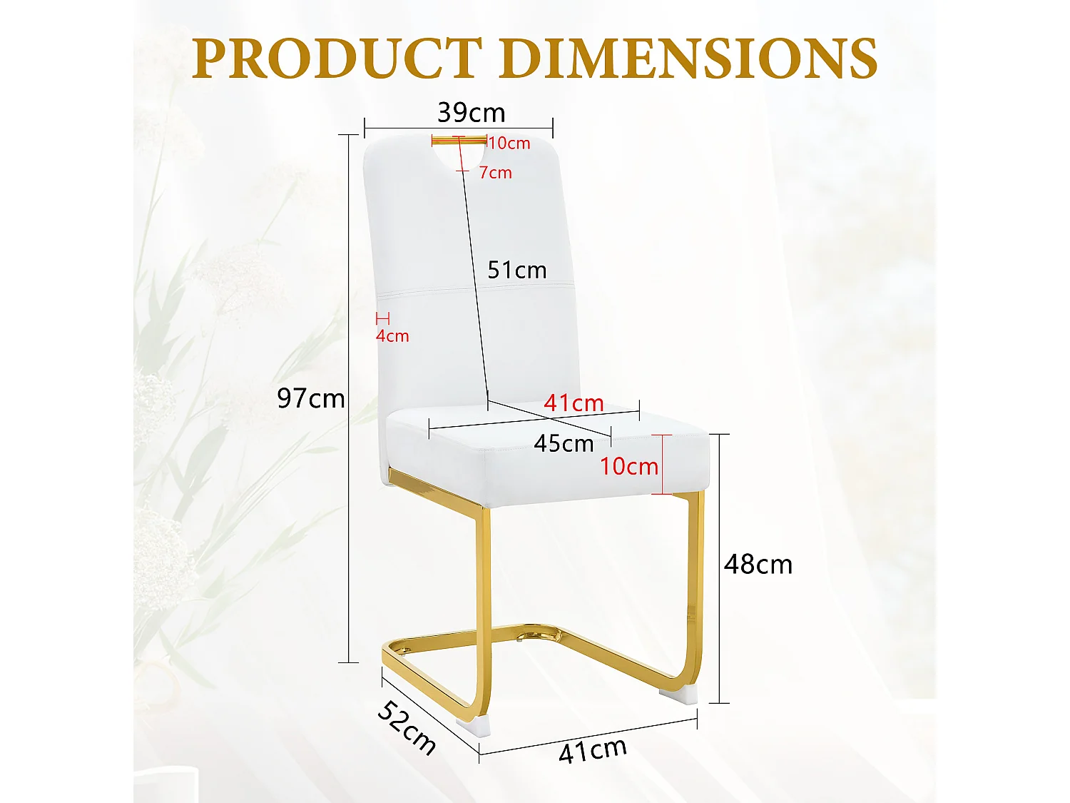 Lot de 2 chaises de salle à manger blanche en PU et métal