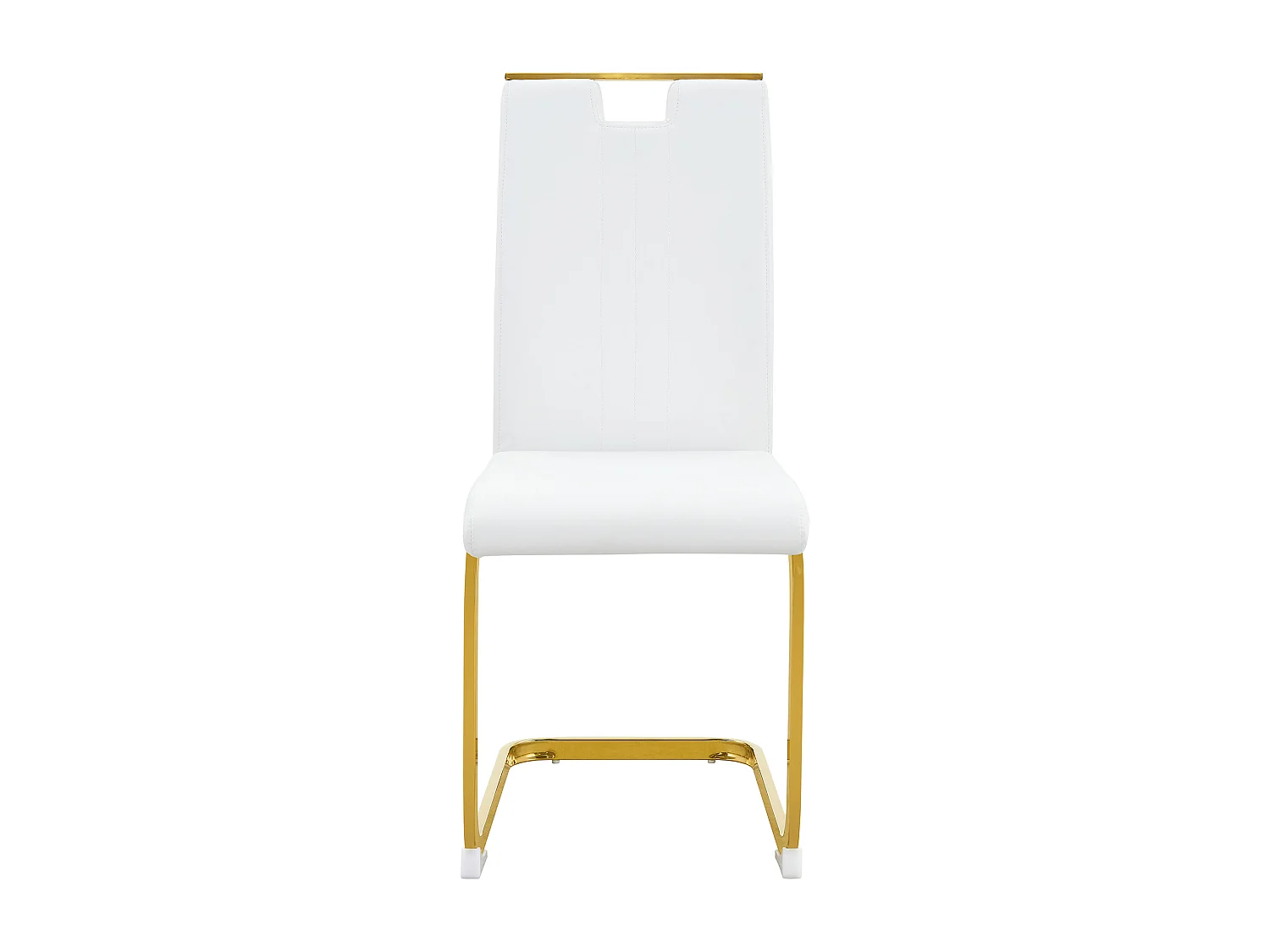 Lot de 2 Chaises blanche en simili cuir PU et cadre en métal doré