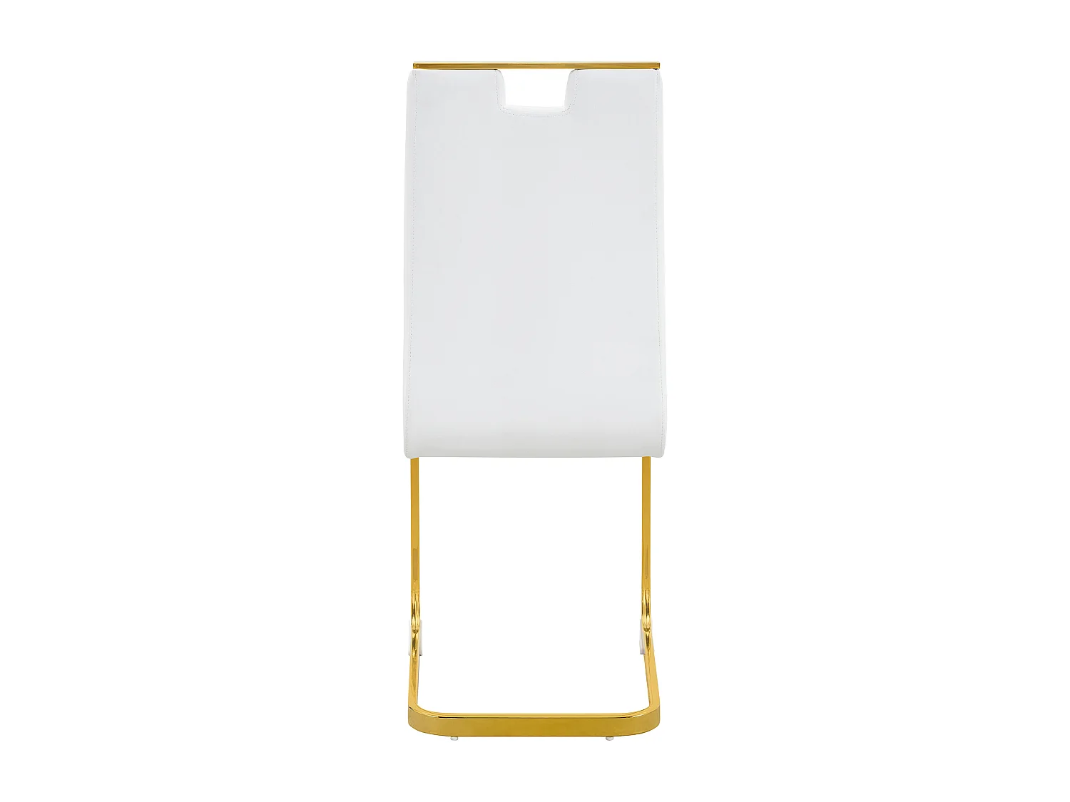 Lot de 2 Chaises blanche en simili cuir PU et cadre en métal doré