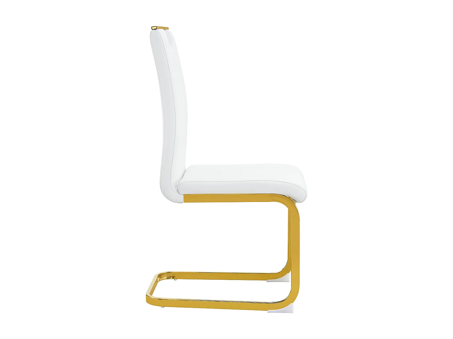Lot de 2 Chaises blanche en simili cuir PU et cadre en métal doré