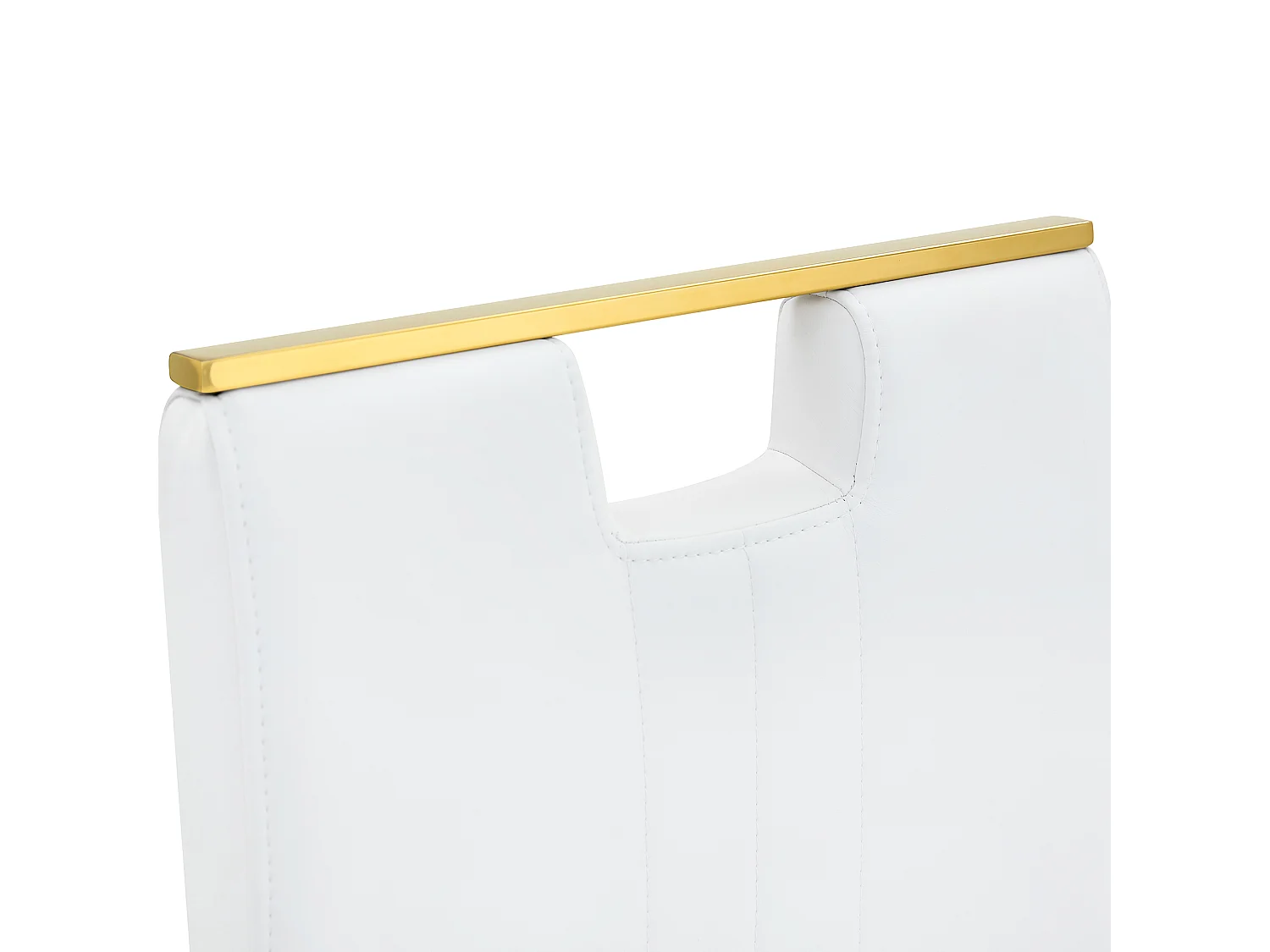Lot de 2 Chaises blanche en simili cuir PU et cadre en métal doré