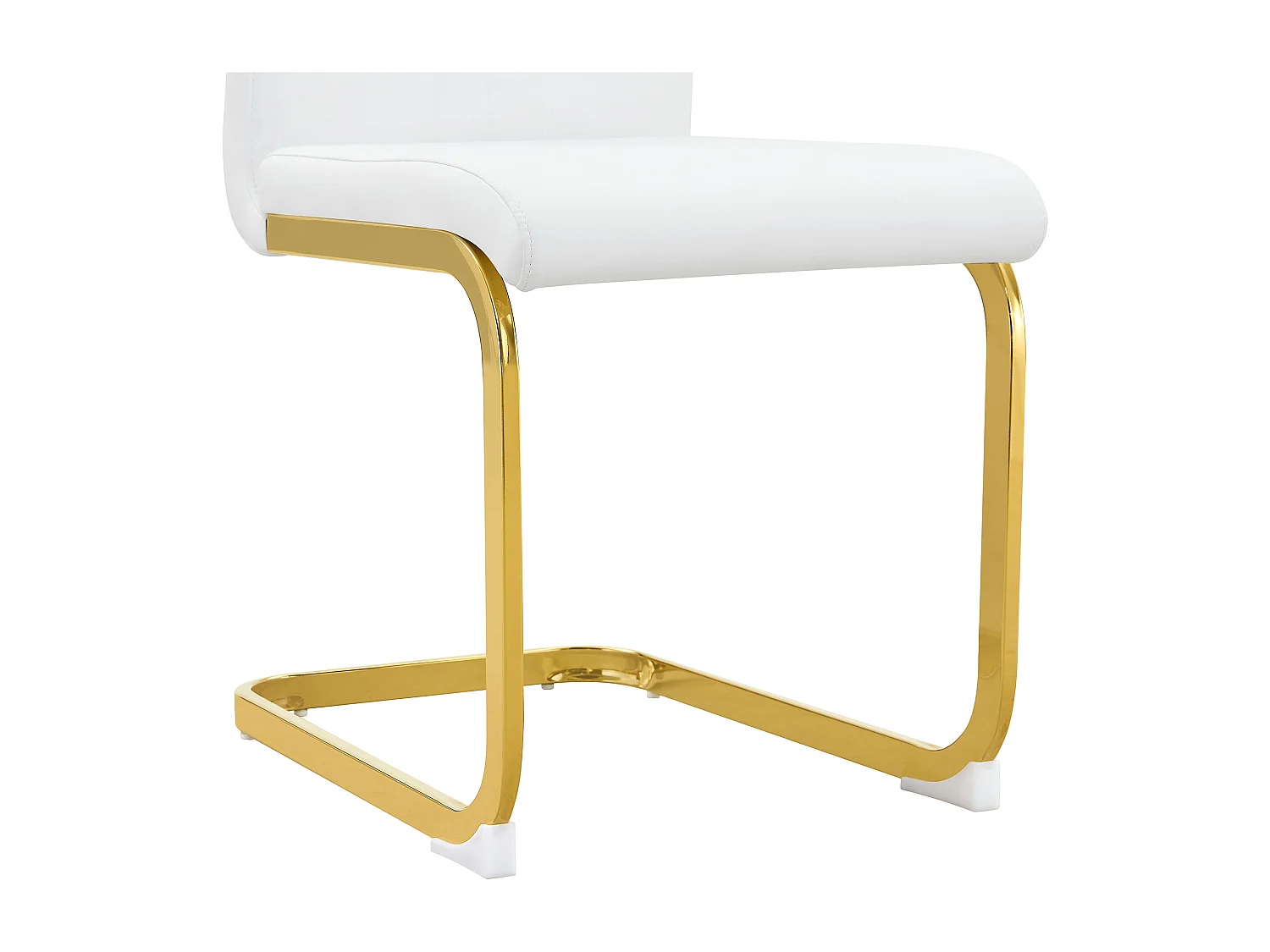 Lot de 2 Chaises blanche en simili cuir PU et cadre en métal doré