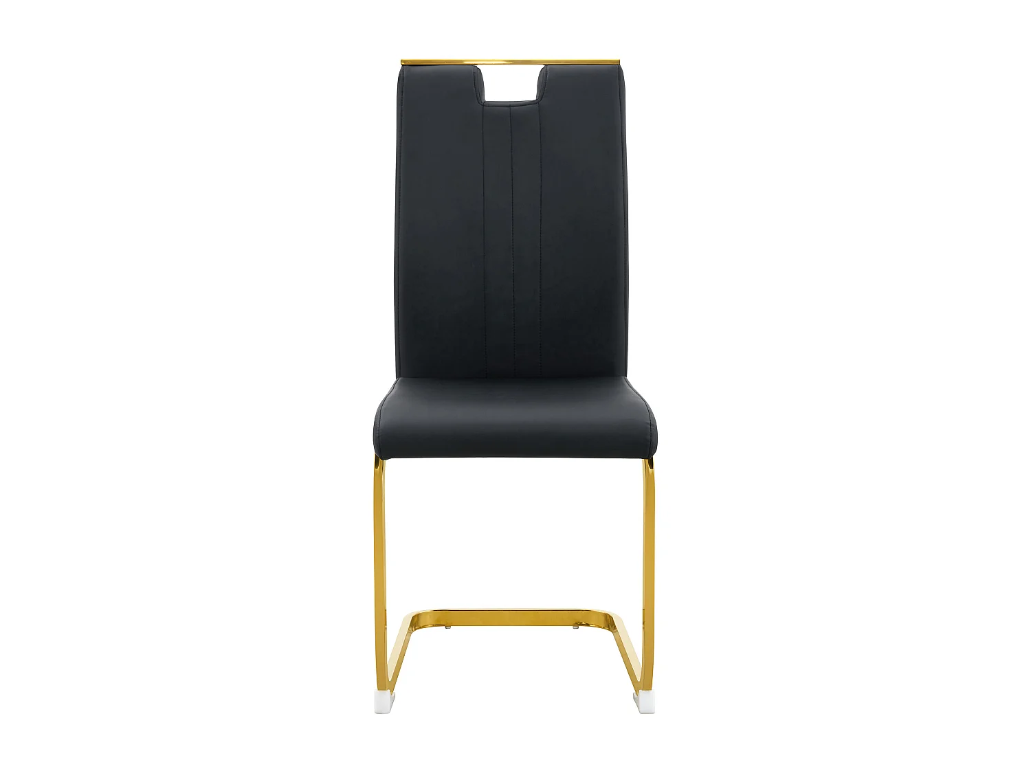 Lot de 2 Chaises noire en simili cuir PU et cadre en métal doré