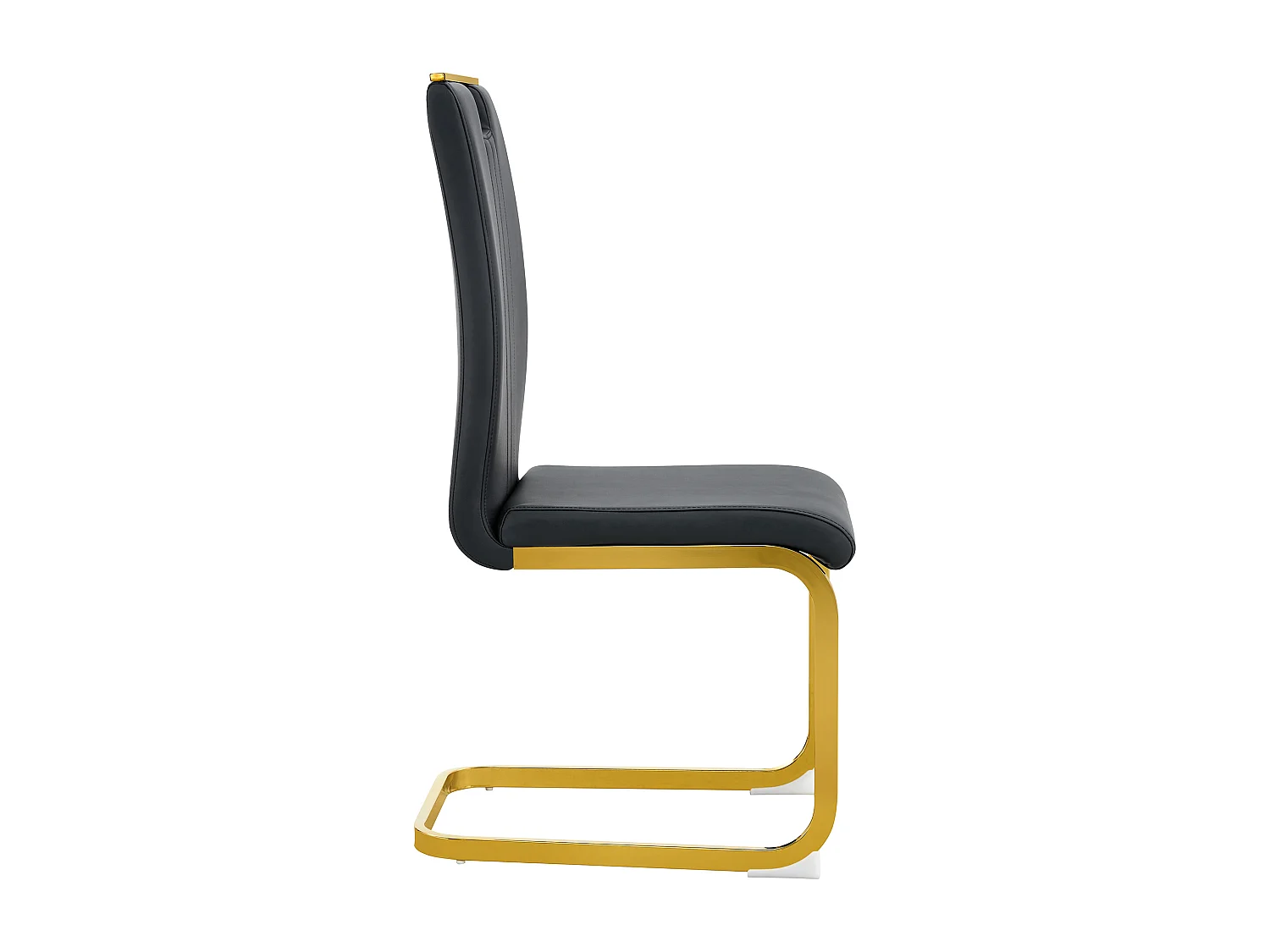 Lot de 2 Chaises noire en simili cuir PU et cadre en métal doré