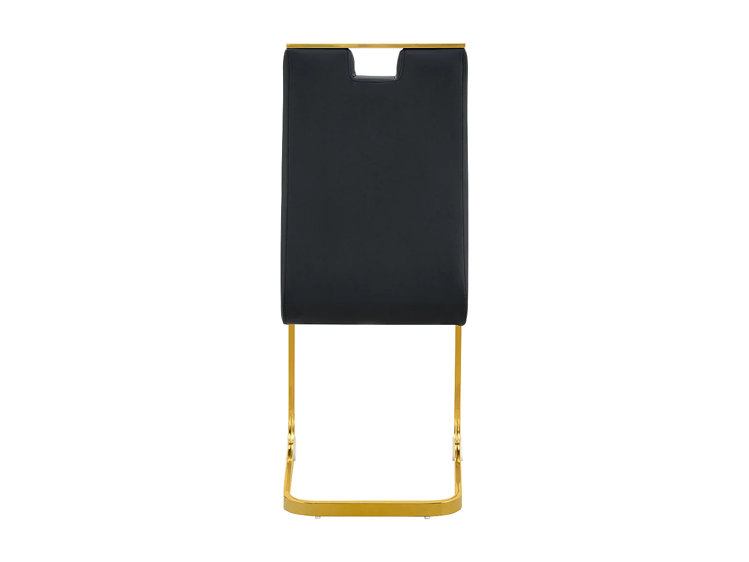 Lot de 2 Chaises noire en simili cuir PU et cadre en métal doré
