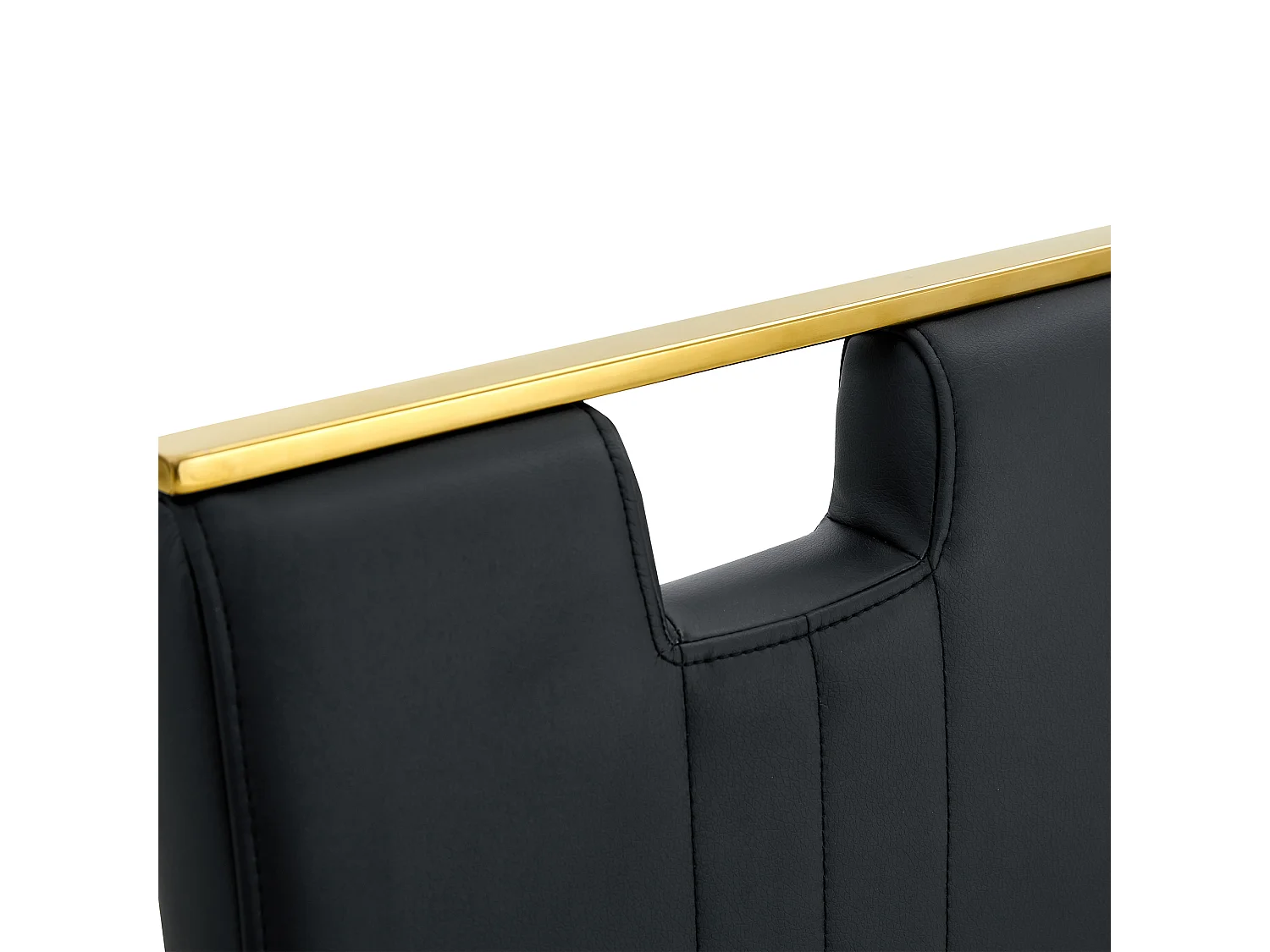Lot de 2 Chaises noire en simili cuir PU et cadre en métal doré