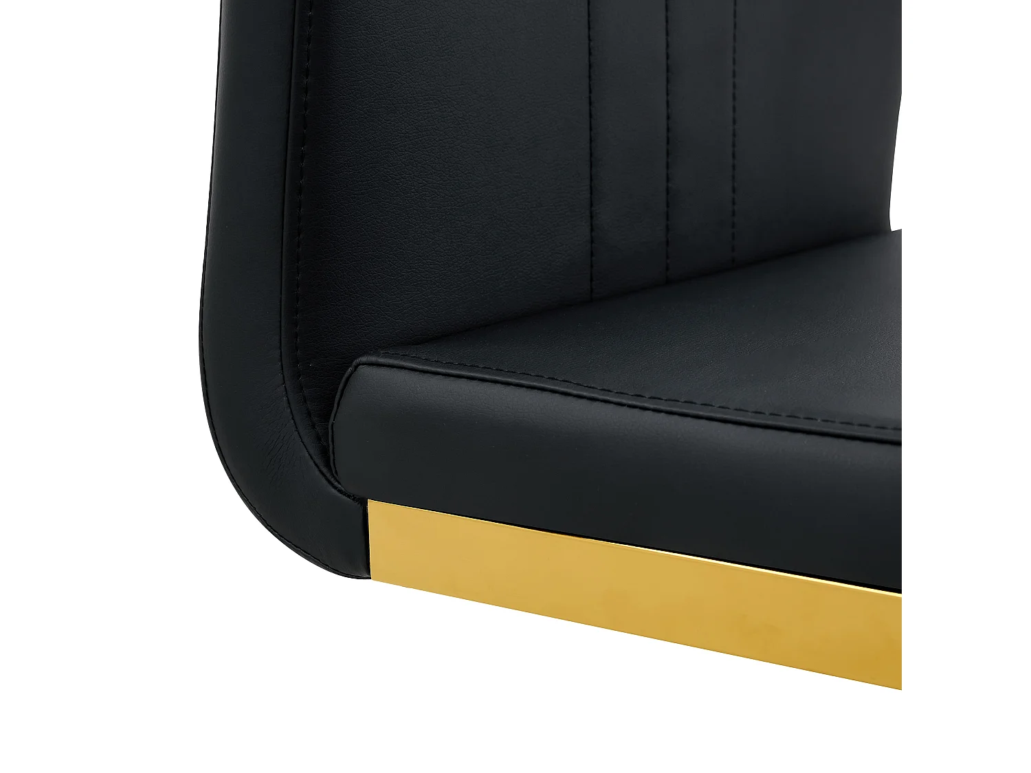 Lot de 2 Chaises noire en simili cuir PU et cadre en métal doré