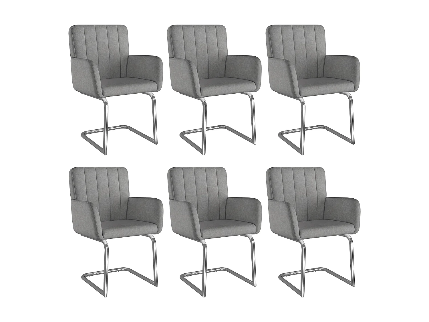 Lot de 2 chaises de salle à manger - 56 x 57 x 86 cm - fauteuil rembourré - pieds en métal - cuir PU - gris