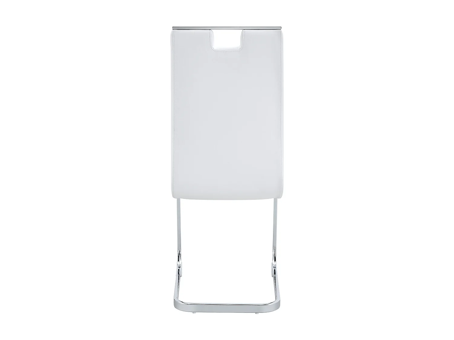 Set van 2 witte stoelen van PU-kunstleer met zilverkleurig metalen frame.