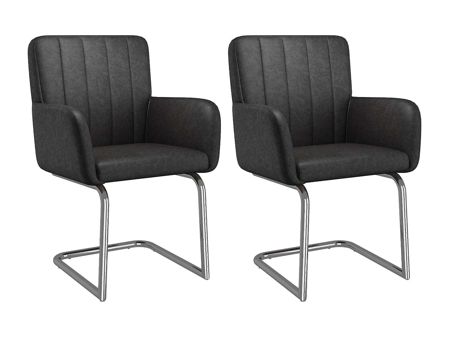 Lot de 6 chaises de salle à manger - 56 x 57 x 86 cm - fauteuil rembourré - pieds en métal - cuir PU - noir
