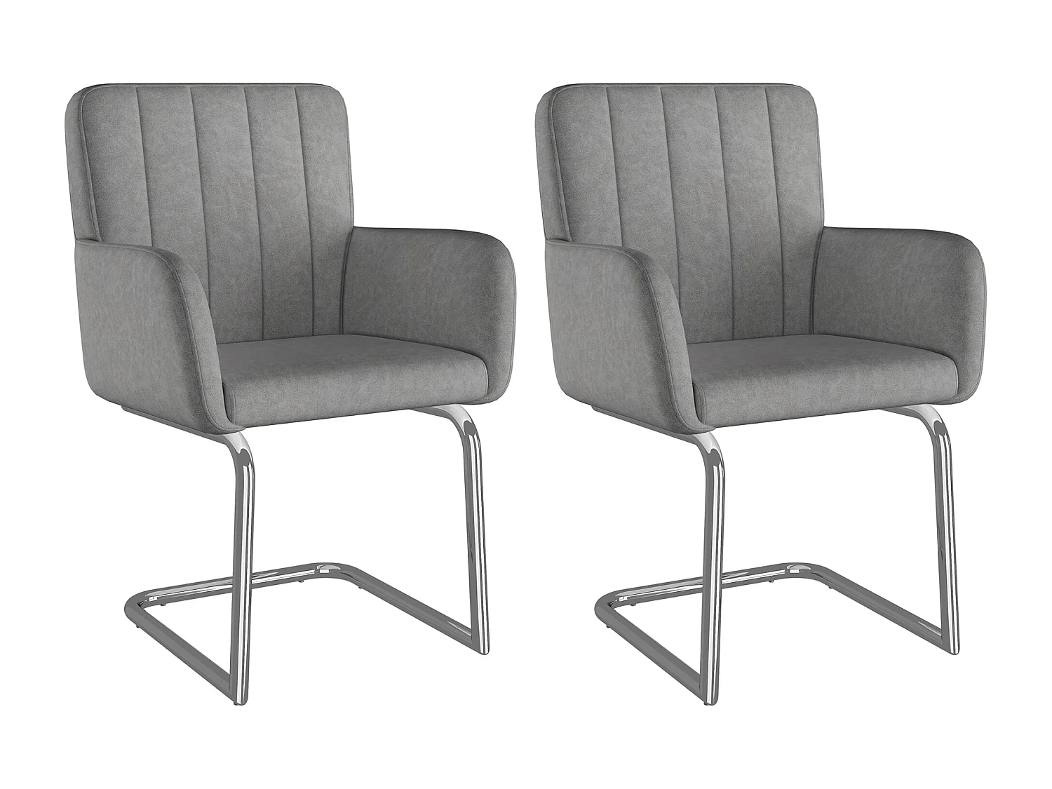 Lot de 6 chaises de salle à manger - 56 x 57 x 86 cm - fauteuil rembourré - pieds en métal - cuir PU - gris