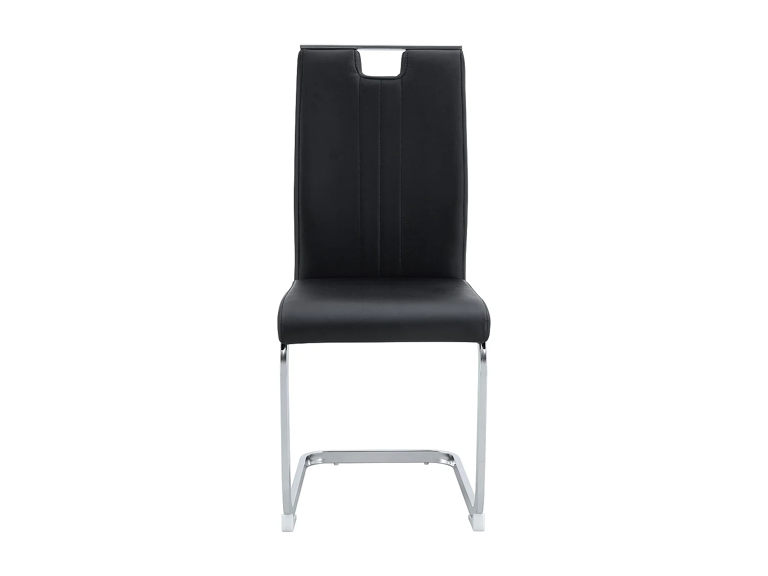 Lot de 2 Chaises noire en simili cuir PU et cadre en métal argentés