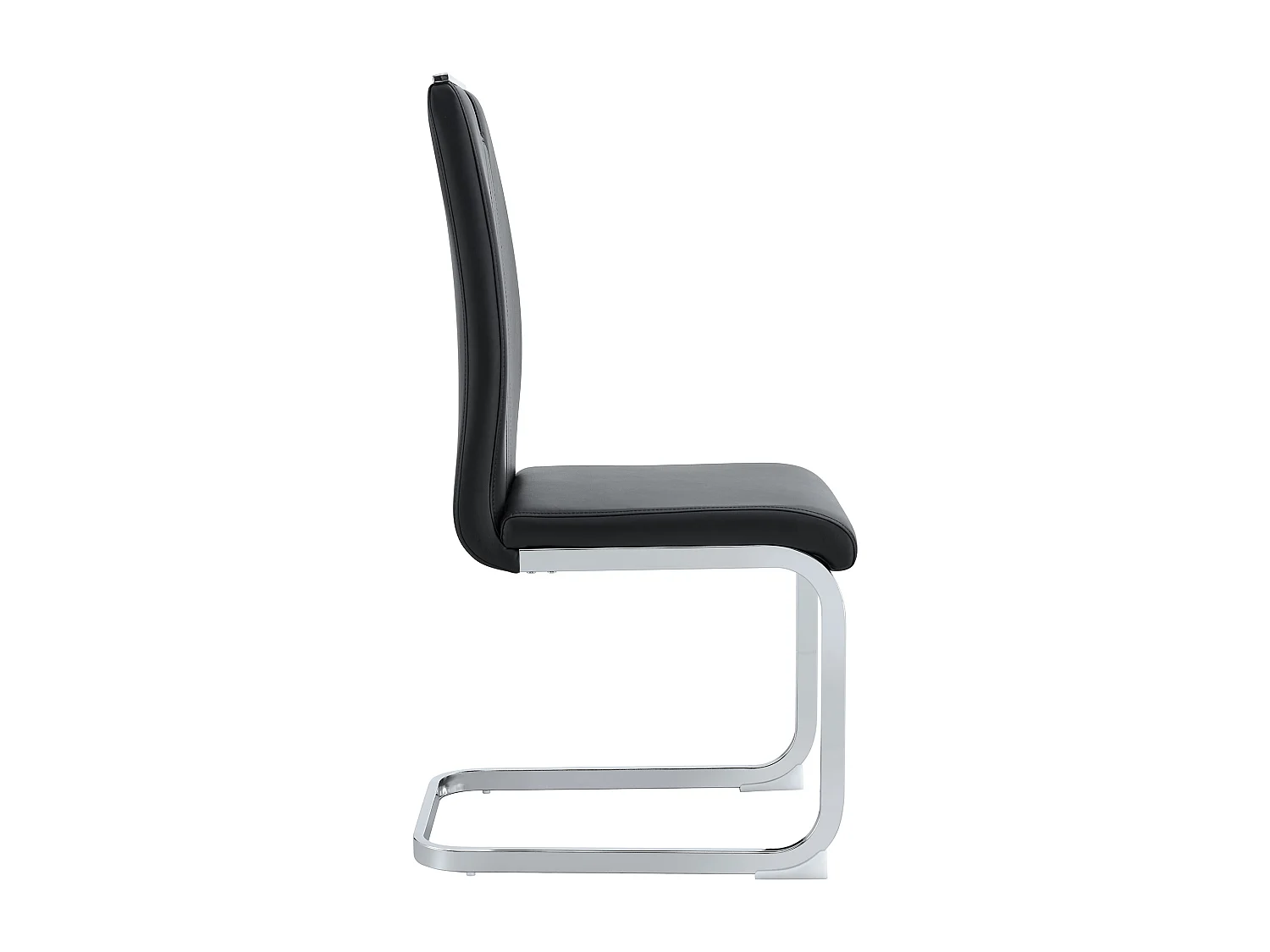 Lot de 2 Chaises noire en simili cuir PU et cadre en métal argentés
