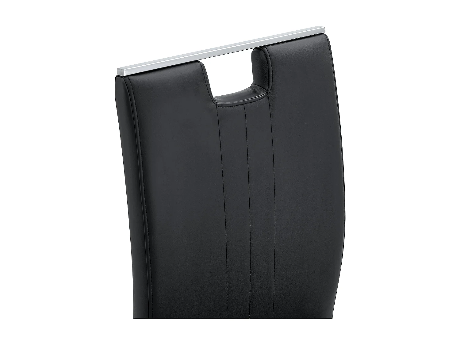 Lot de 2 Chaises noire en simili cuir PU et cadre en métal argentés