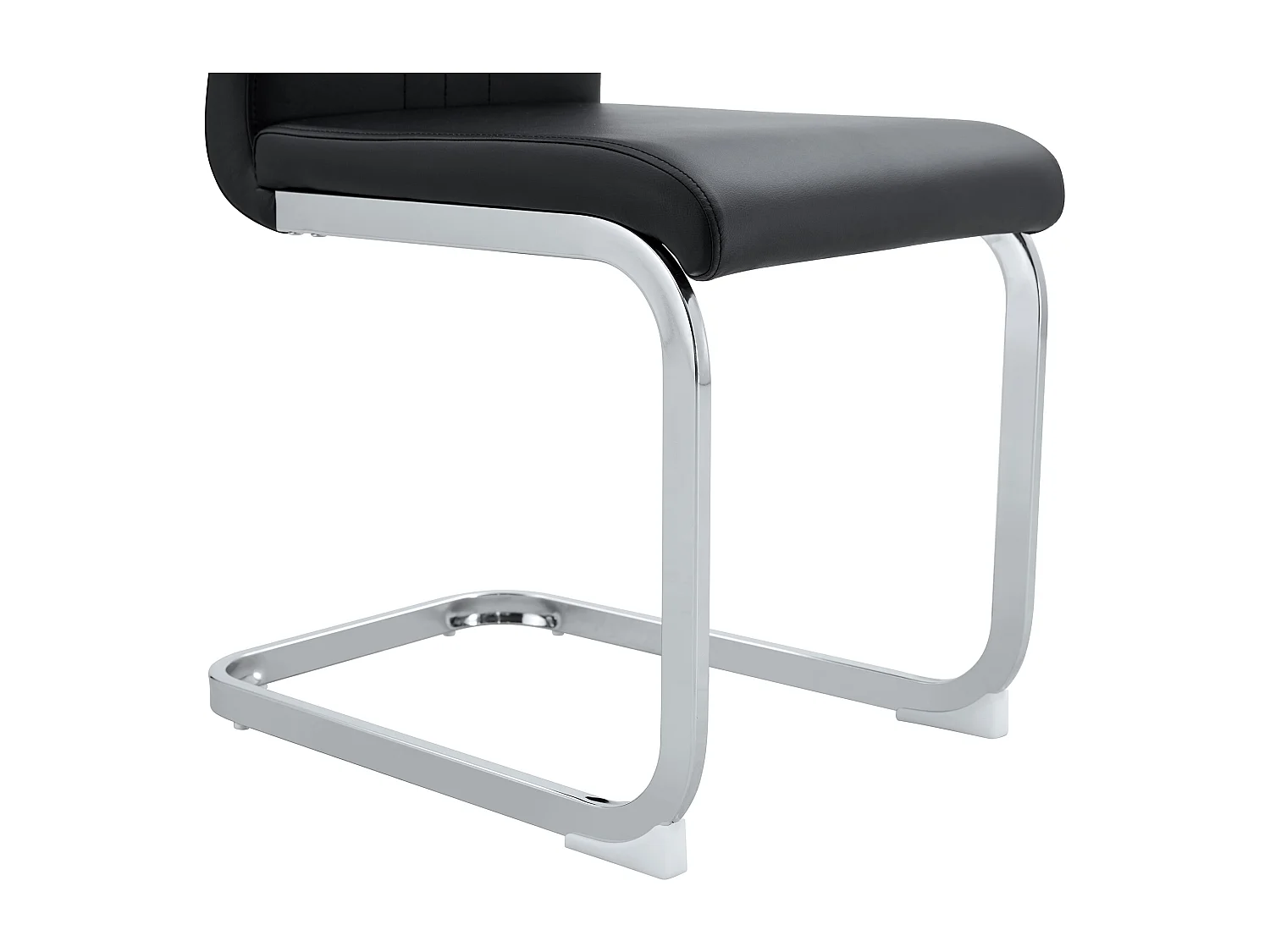 Lot de 2 Chaises noire en simili cuir PU et cadre en métal argentés