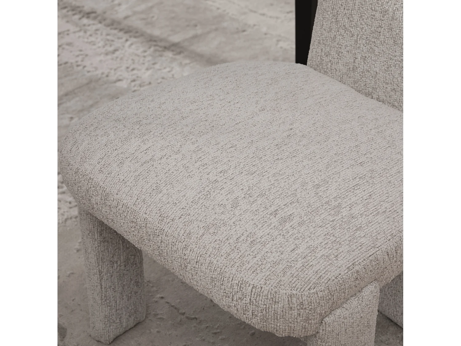 Lot de 2 chaises en chenille avec pieds en hévéa - Beige