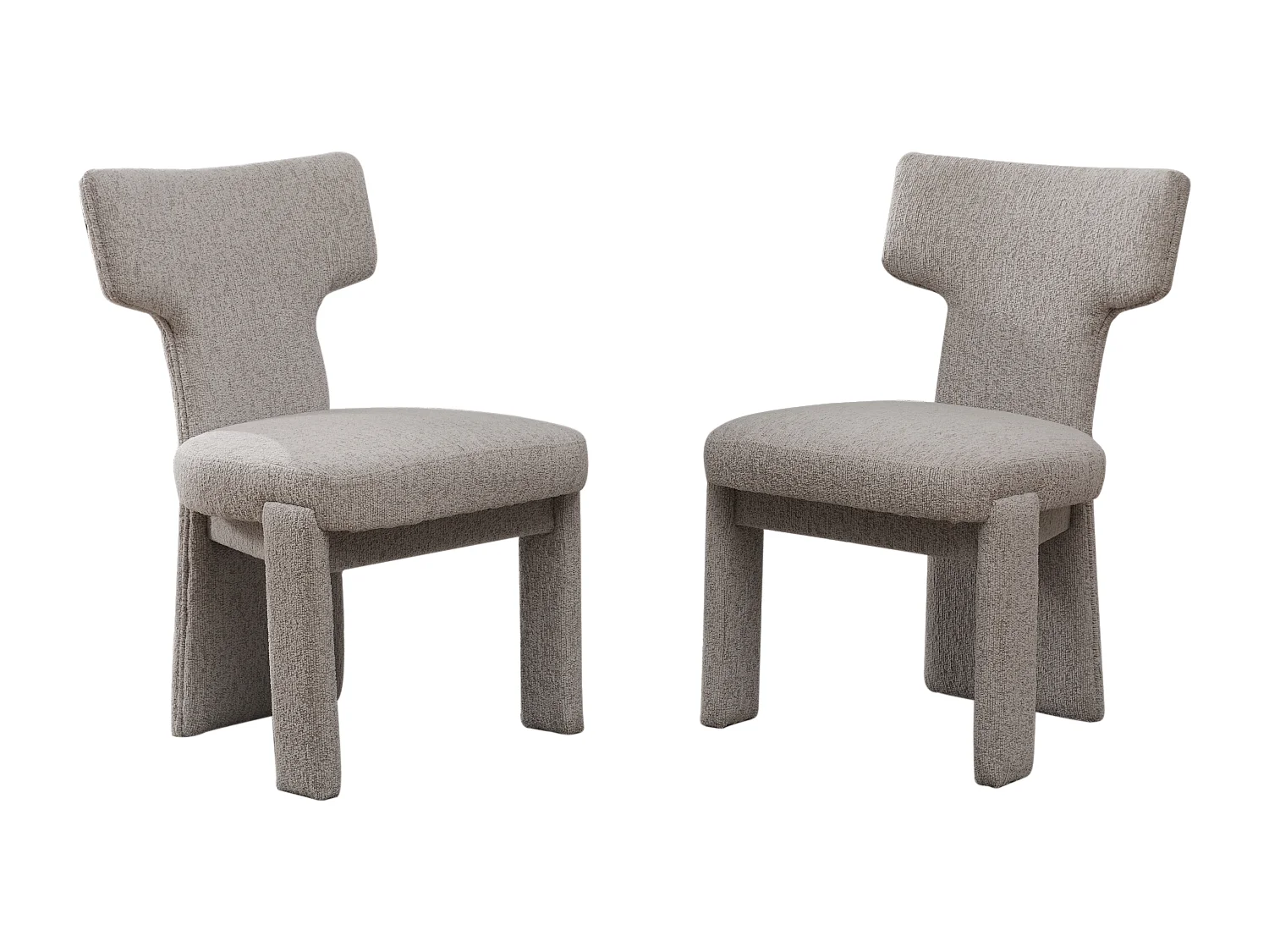 Lot de 2 chaises en chenille avec pieds en hévéa - Beige