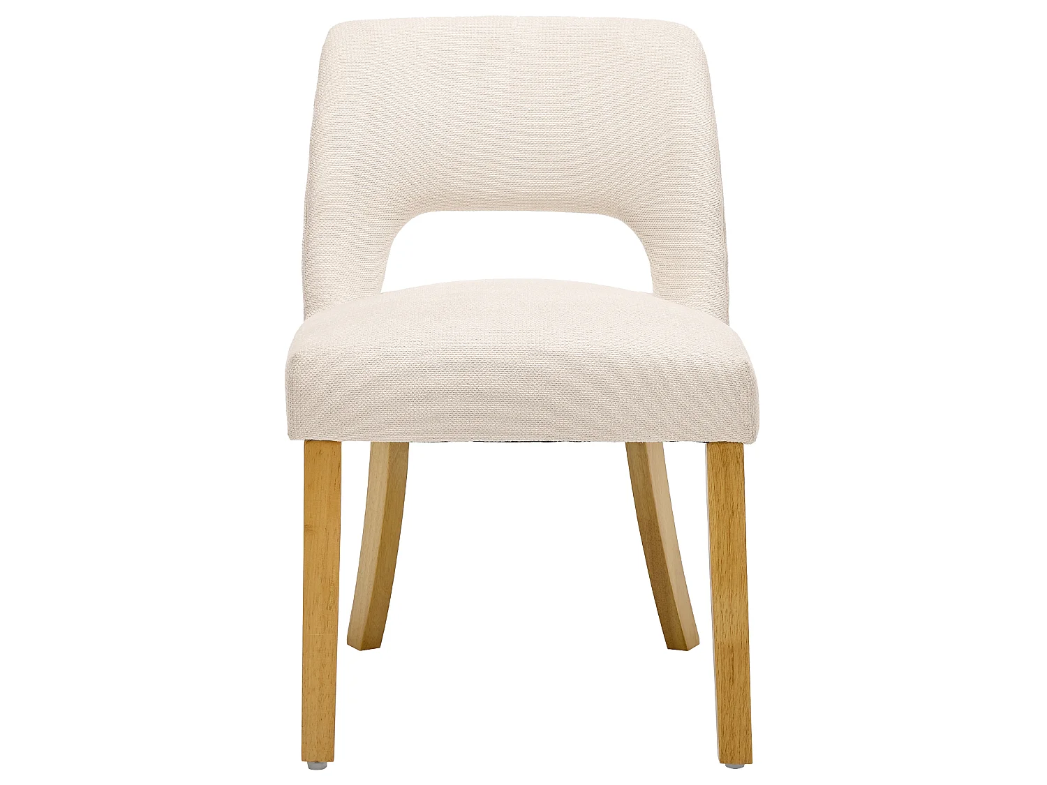 Set van 2 moderne eetkamerstoelen - Comfortabel en ademend - Linnen stof - Poten van massief hout - Beige