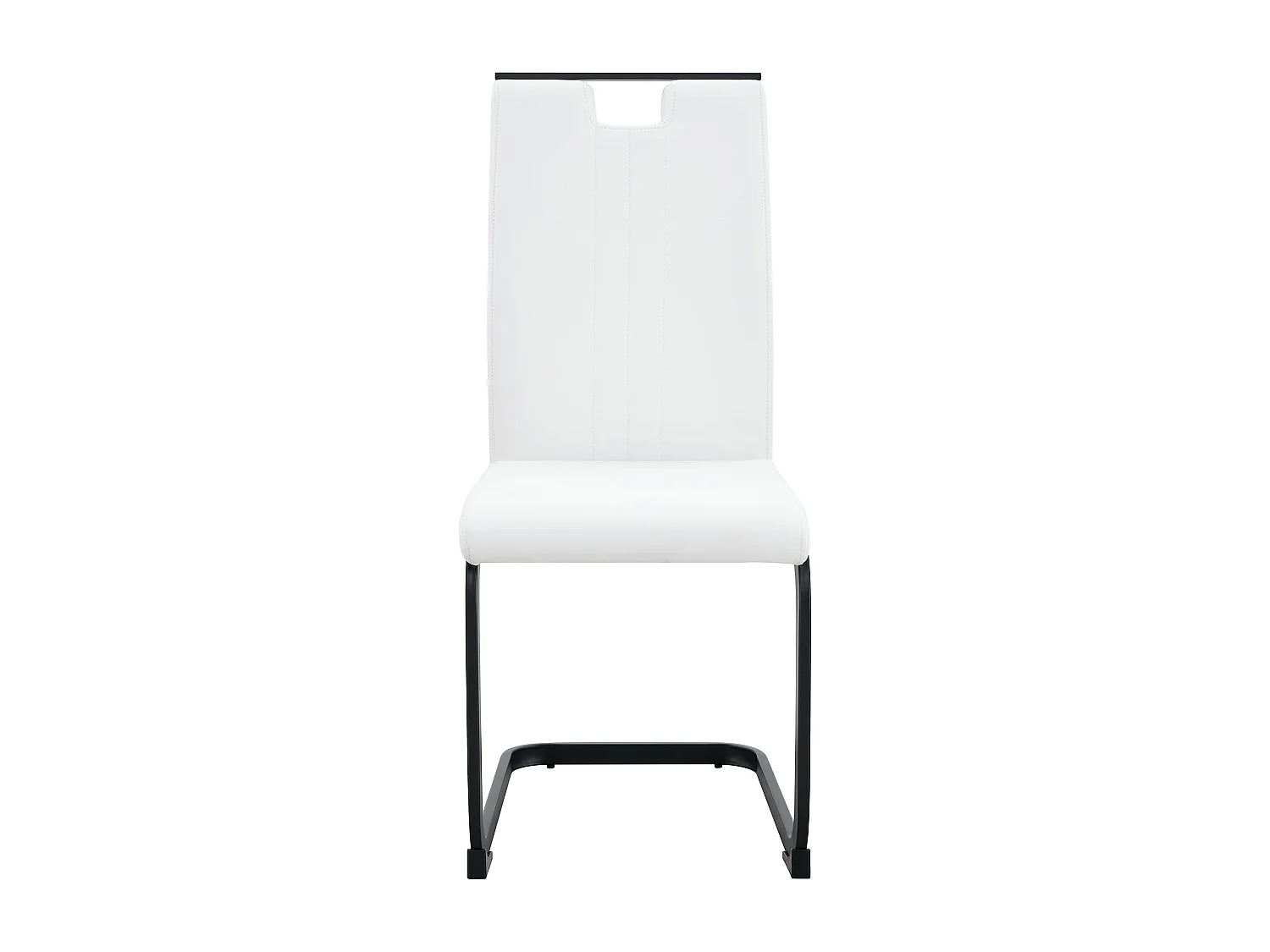 Lot de 2 Chaises blanche en simili cuir PU et cadre en métal noir