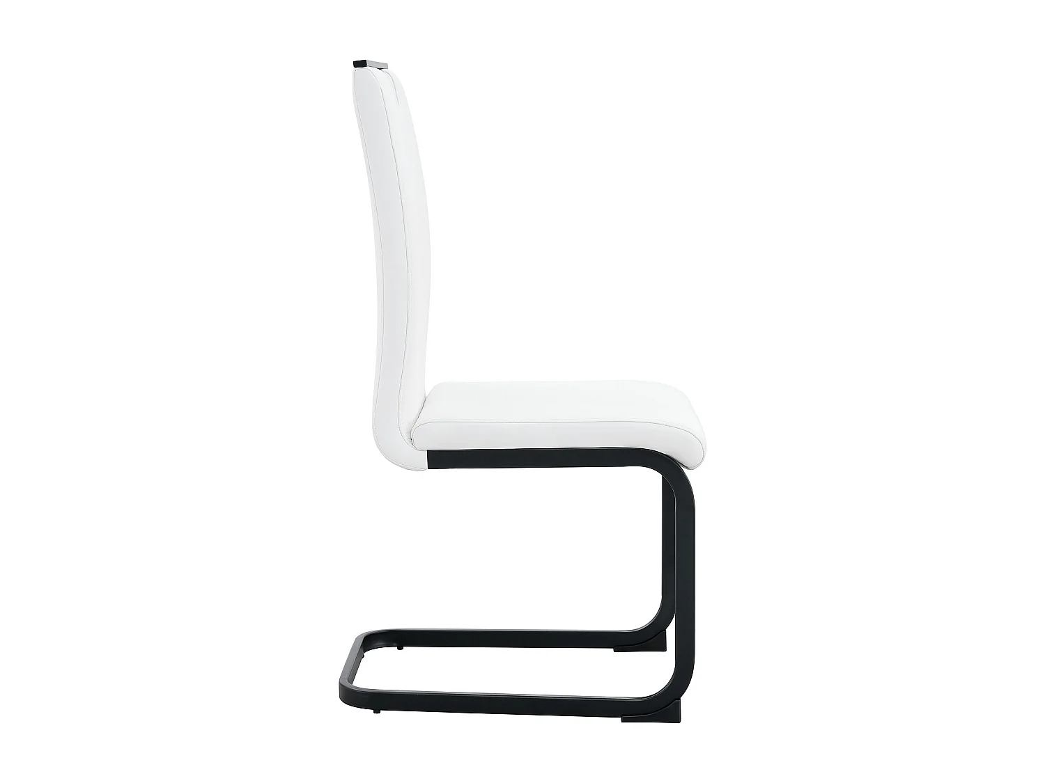 Lot de 2 Chaises blanche en simili cuir PU et cadre en métal noir