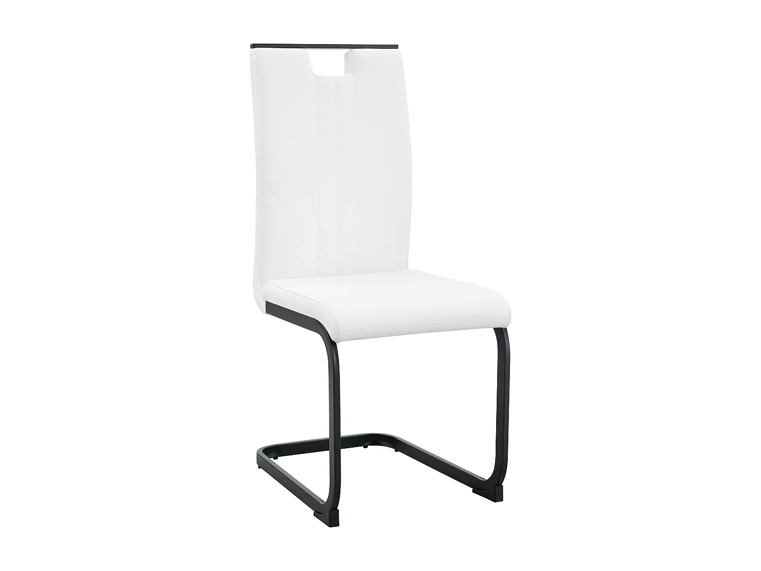 Lot de 2 Chaises blanche en simili cuir PU et cadre en métal noir
