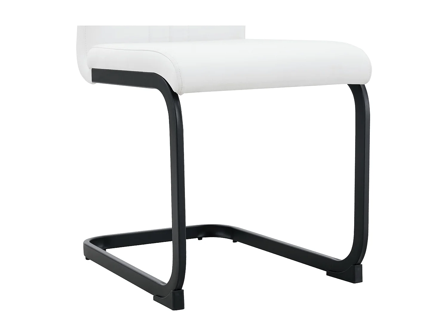 Lot de 2 Chaises blanche en simili cuir PU et cadre en métal noir