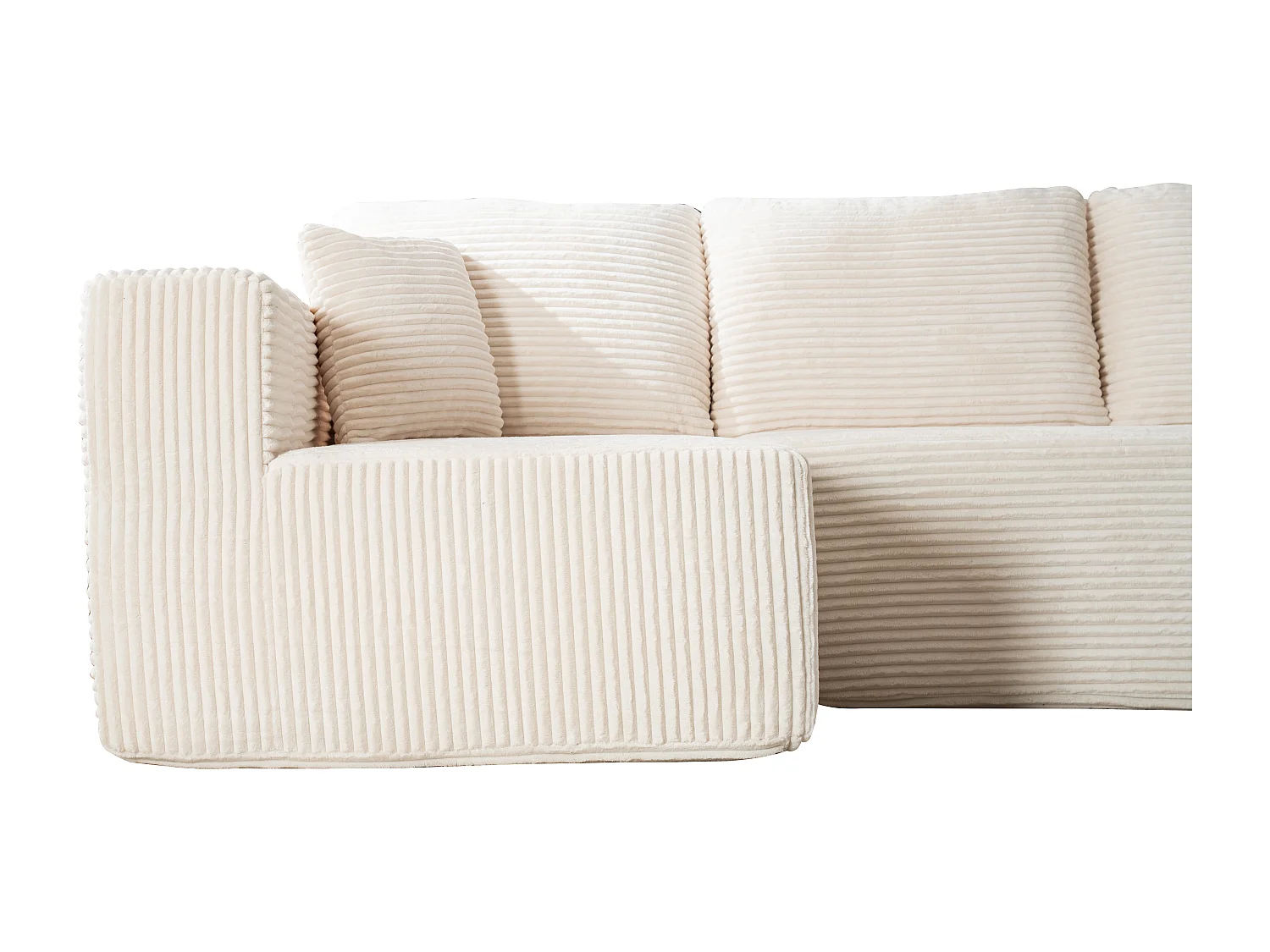 Canapé d'angle 3 places modulable en tissu velours côtelé - Blanc , sans montage