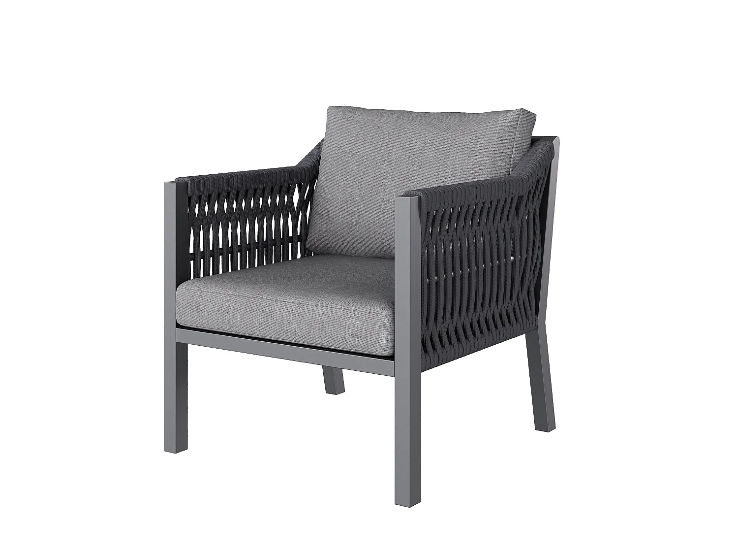 Zestaw mebli ogrodowych na 8 osób, w skład którego wchodzi 1 stół jadalny, 2 fotele i 1 narożnik - Stal ocynkowana - Szara