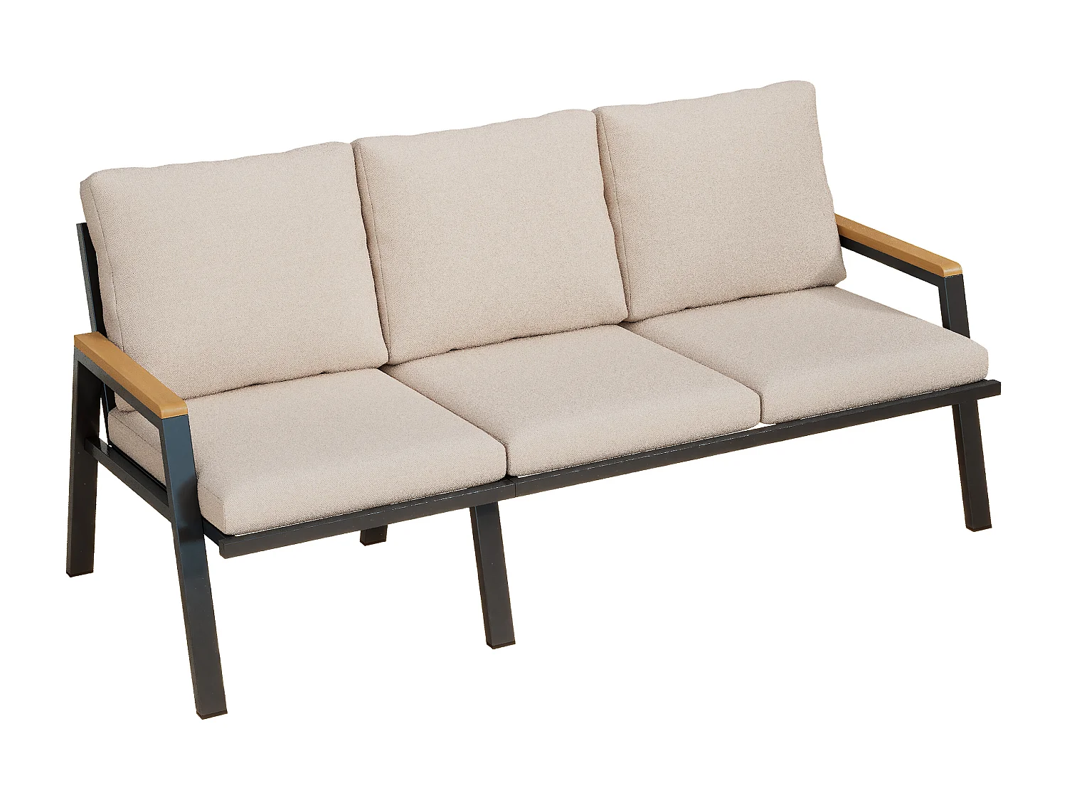 Set da giardino - 1 divano a tre posti, 1 divano a due posti, 2 poltrone e 2 tavolini - Acciaio zincato - Grigio beige