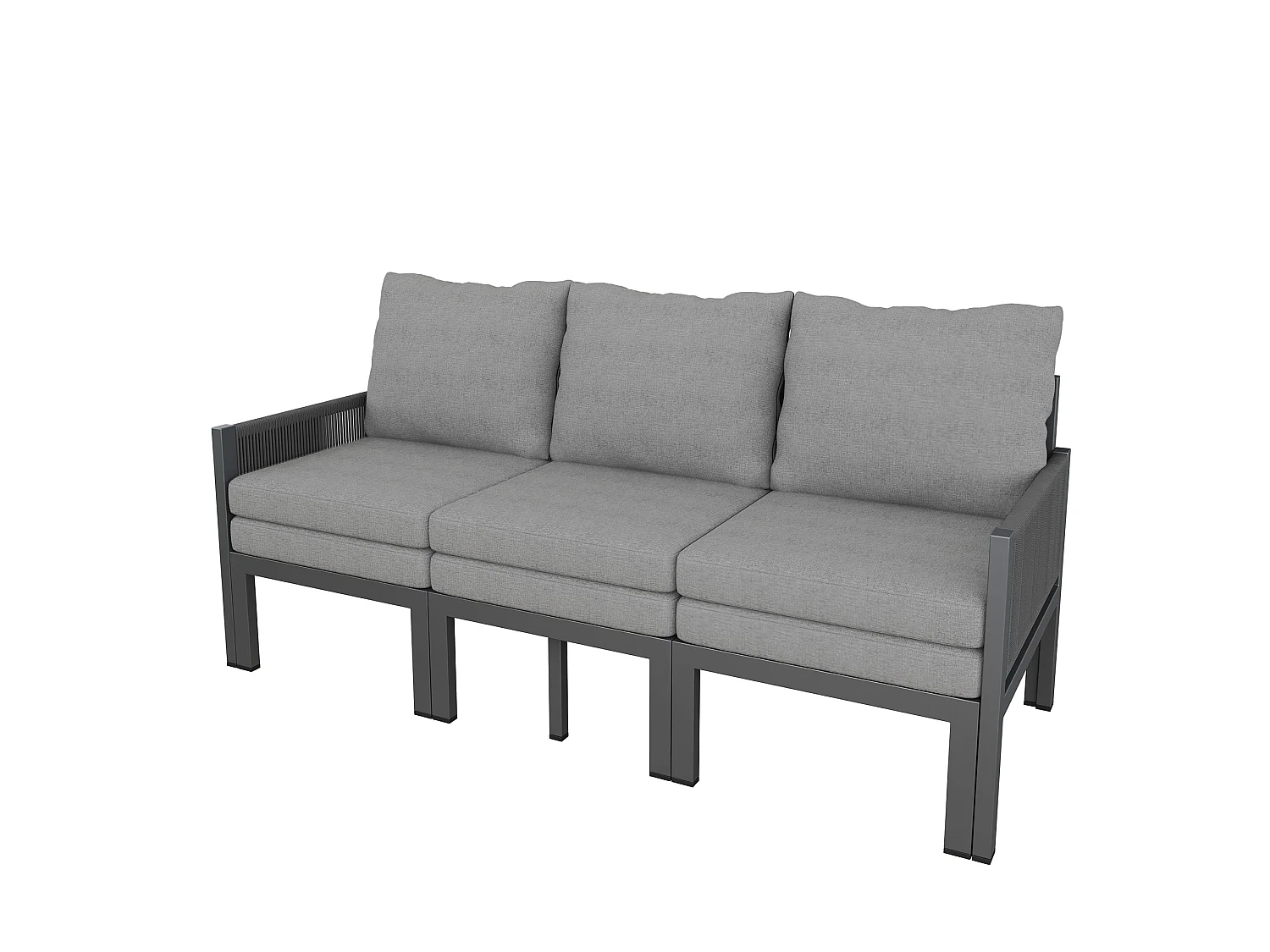 Set di mobili da giardino per 3 persone - Divano multifunzionale - convertibile in poltrona - Acciaio zincato - Grigio