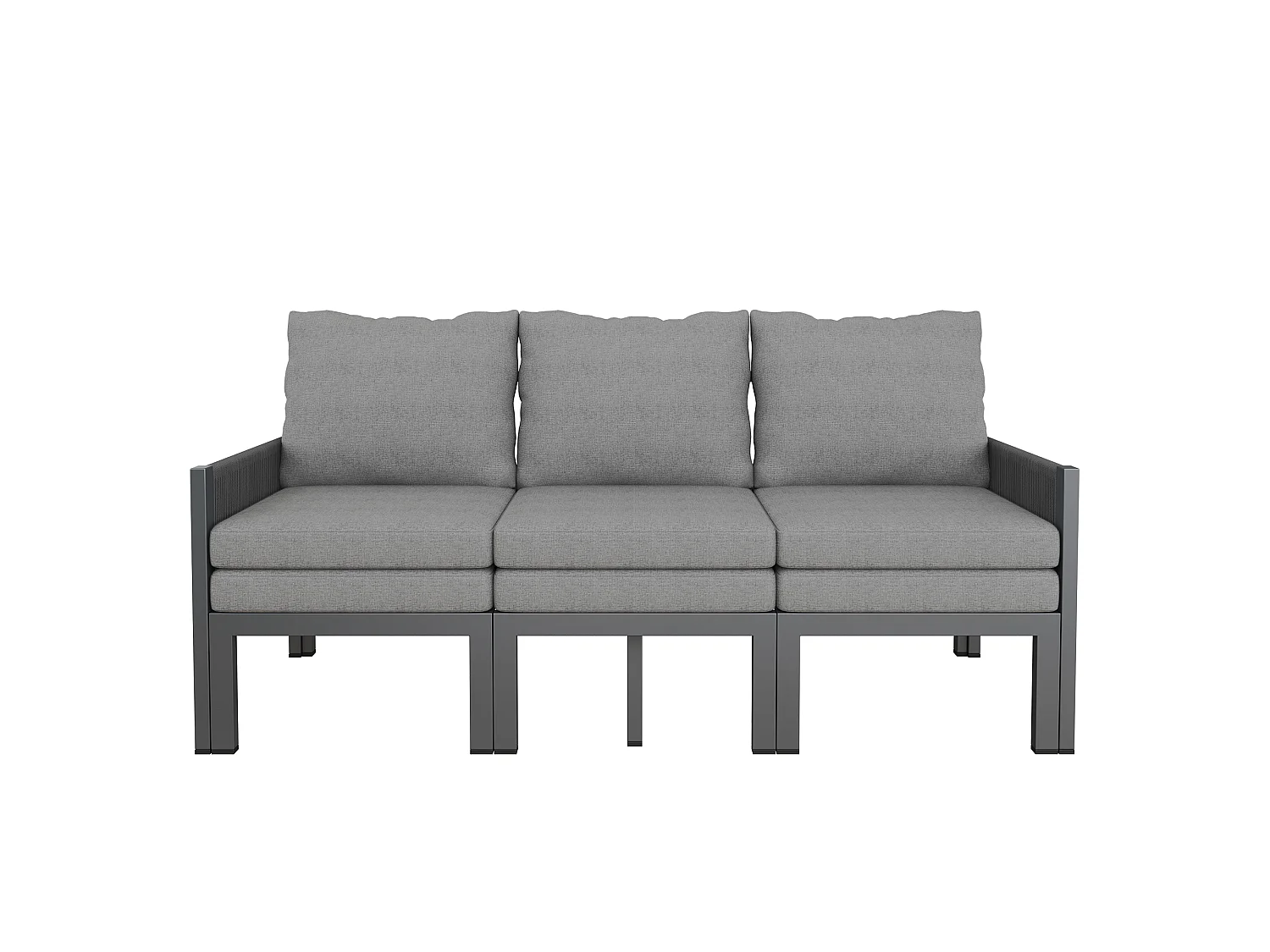 Set di mobili da giardino per 3 persone - Divano multifunzionale - convertibile in poltrona - Acciaio zincato - Grigio