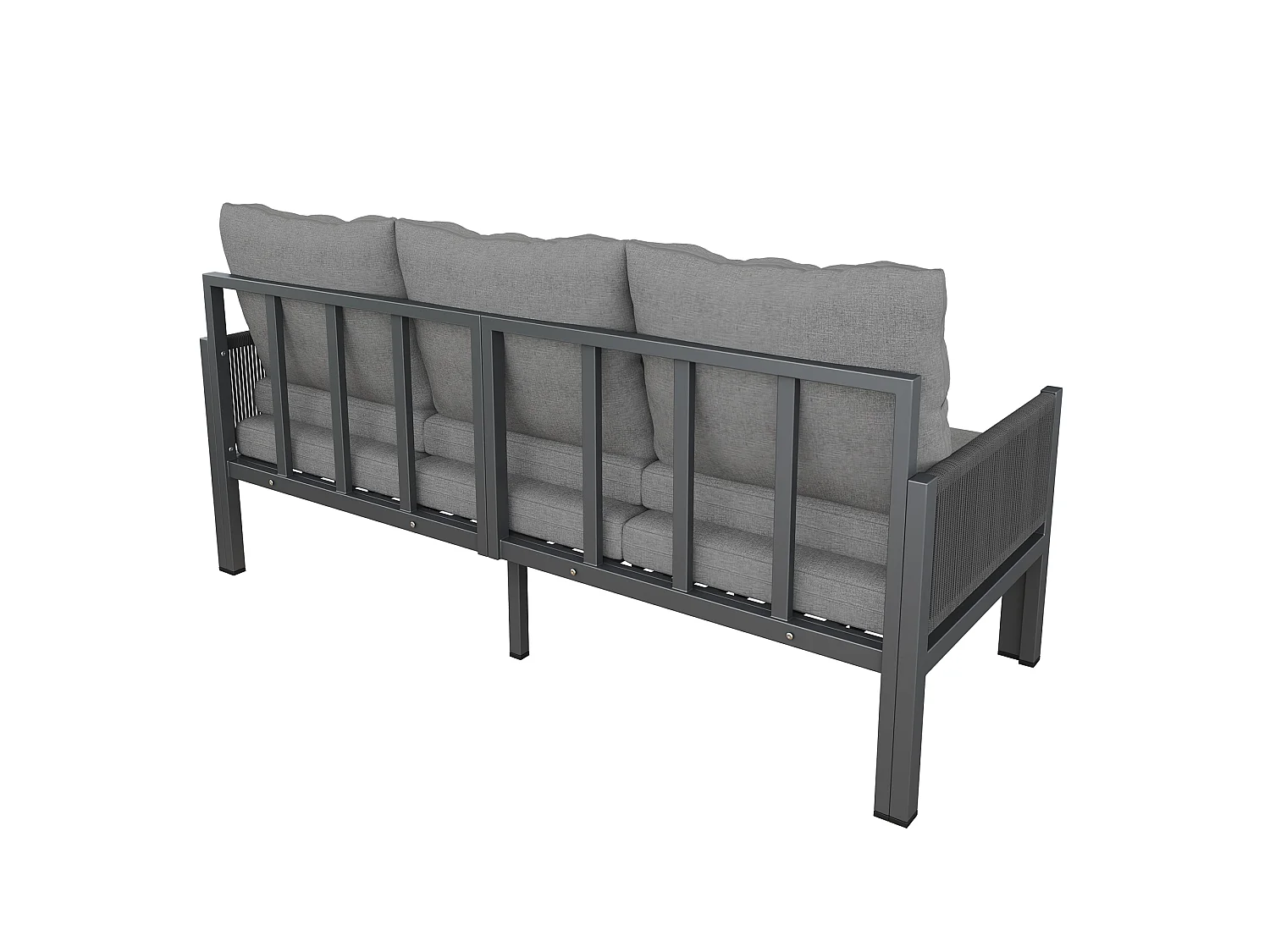 Set di mobili da giardino per 3 persone - Divano multifunzionale - convertibile in poltrona - Acciaio zincato - Grigio