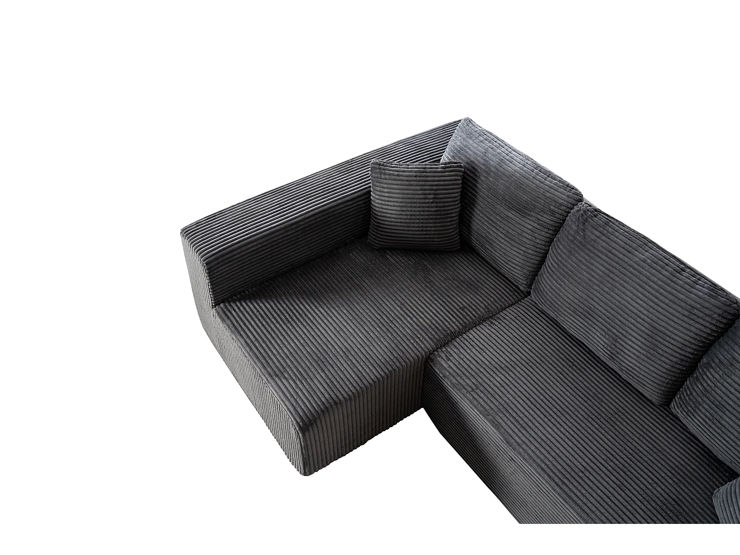 Canapé d'angle 3 places modulable en tissu velours côtelé - Gris , sans montage